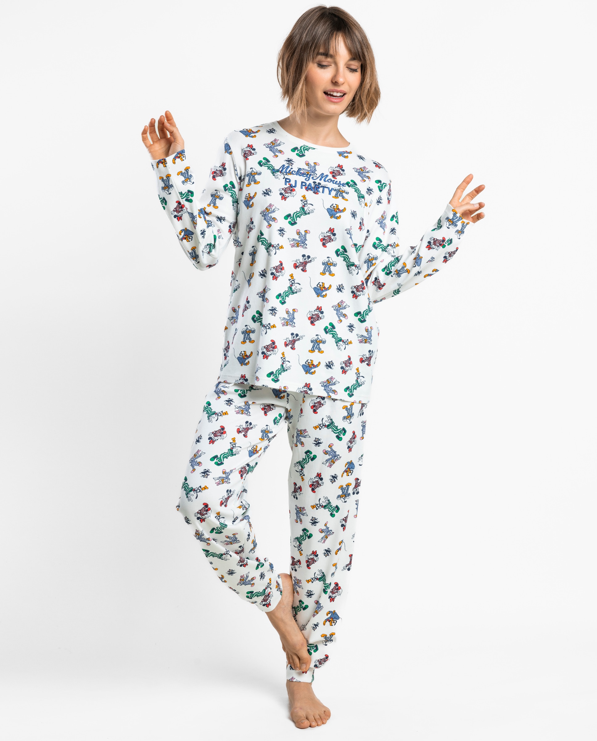 Pijama largo de mujer de punto interlock de algodón - Disney - Crudo Crudo-1