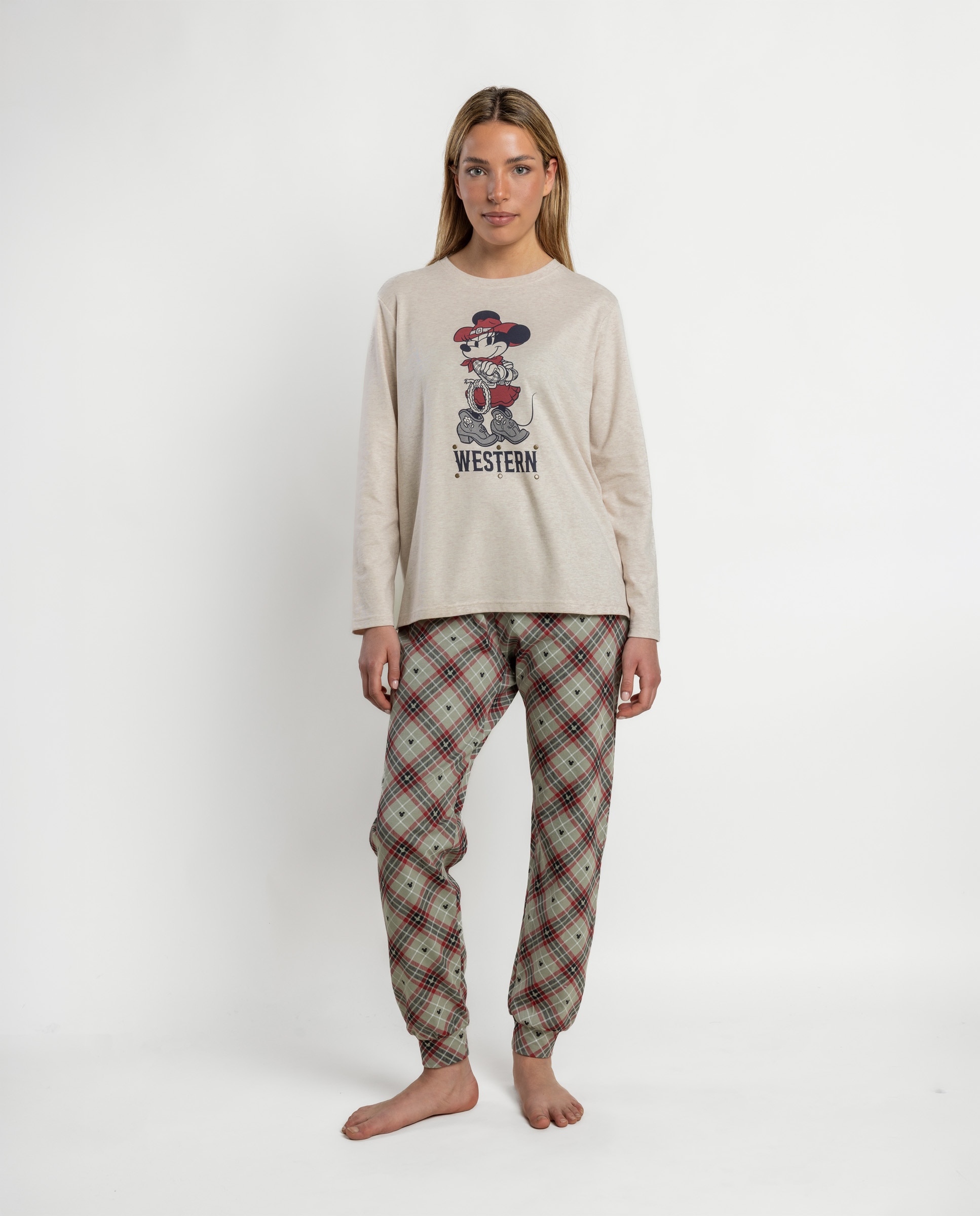 Pijama largo de mujer de punto interlock de algodón - Disney - Beige Beige-1