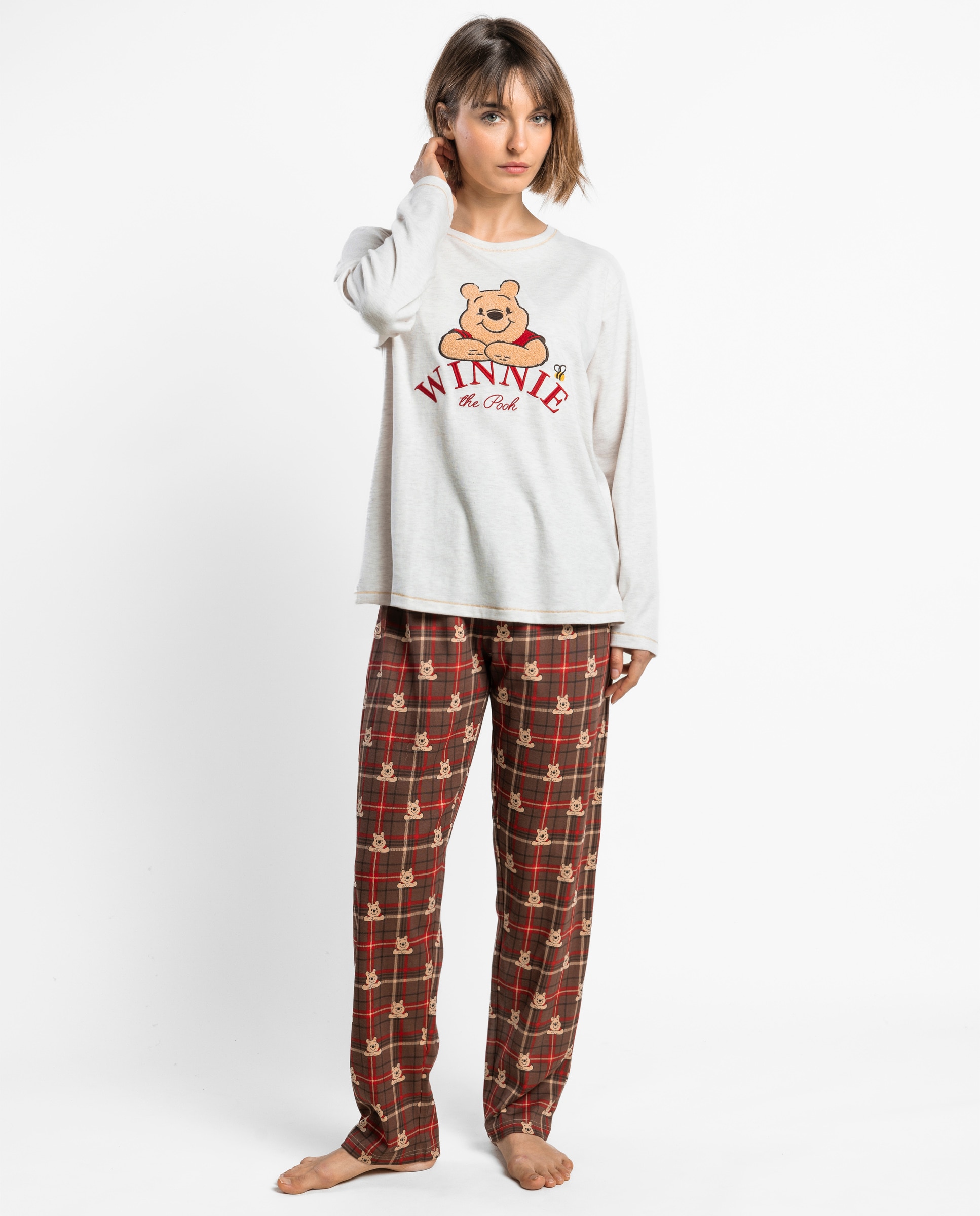 Pijama largo de mujer de punto interlock de algodón - Disney - Beige Beige-1