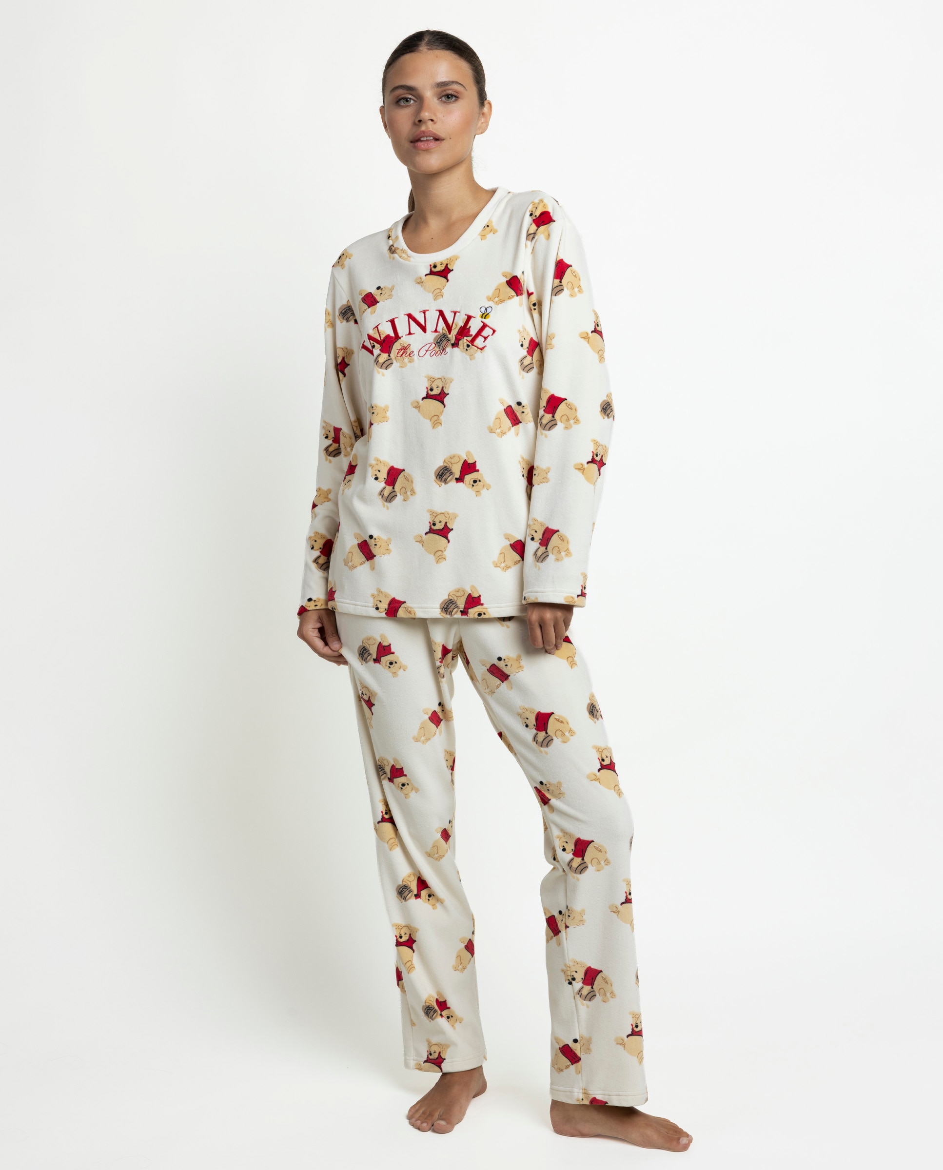 Pijama largo de mujer de tejido de terciopelo doble cara - Disney - Crudo Crudo-1