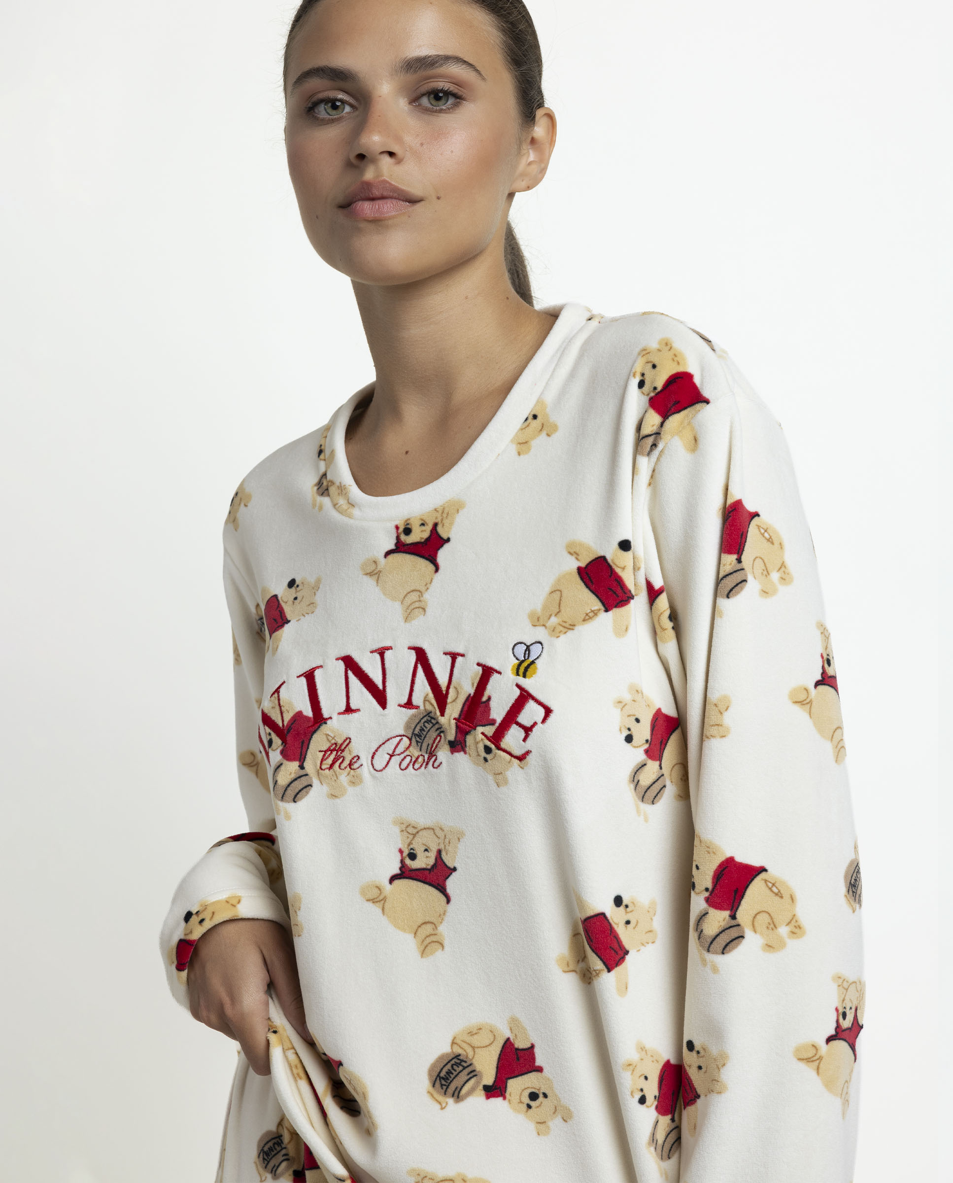 Pijama largo de mujer de tejido de terciopelo doble cara - Disney - Crudo Crudo-3