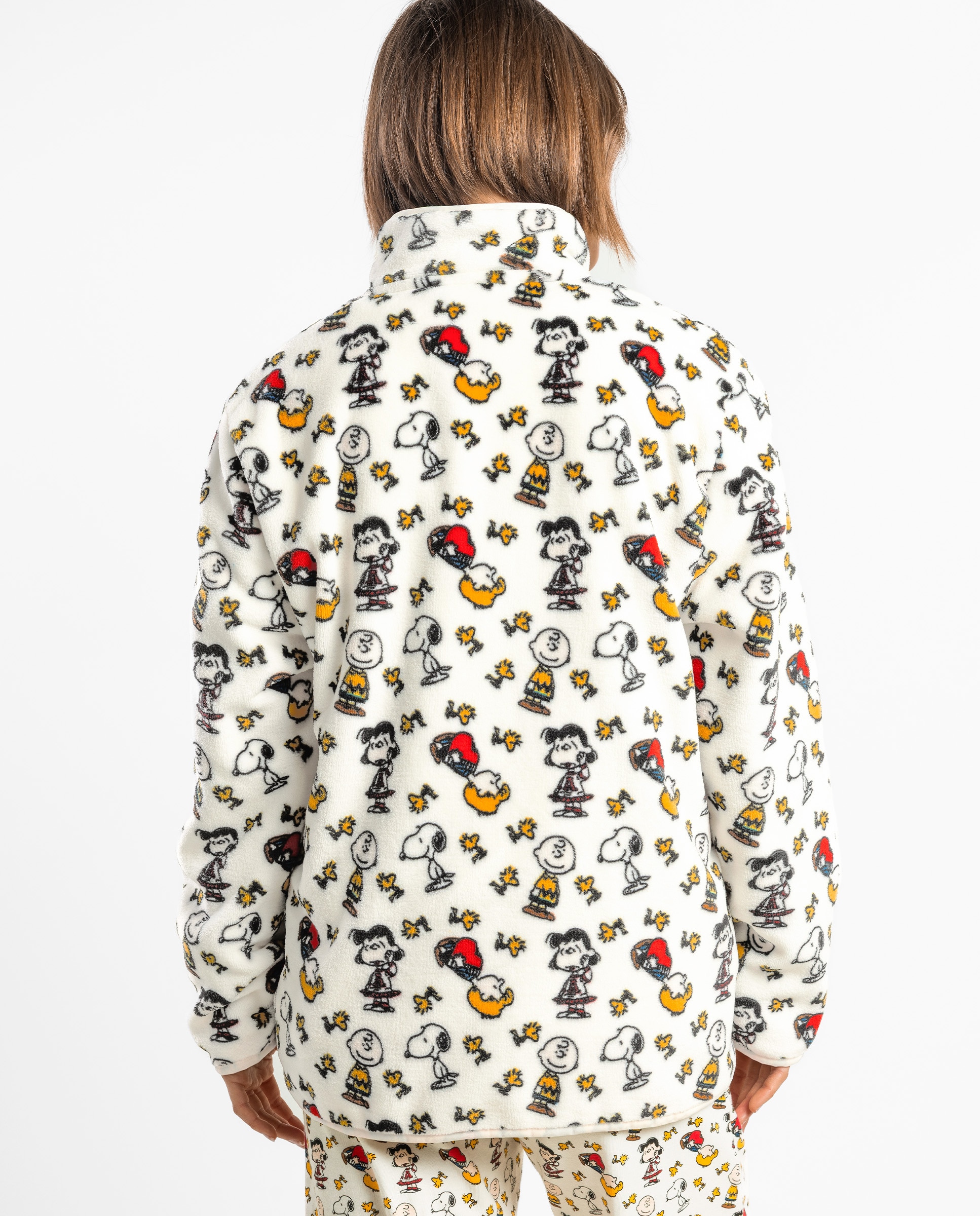 Bata de manga larga de mujer de tejido polar con cremallera - Peanuts - Crudo Crudo-2
