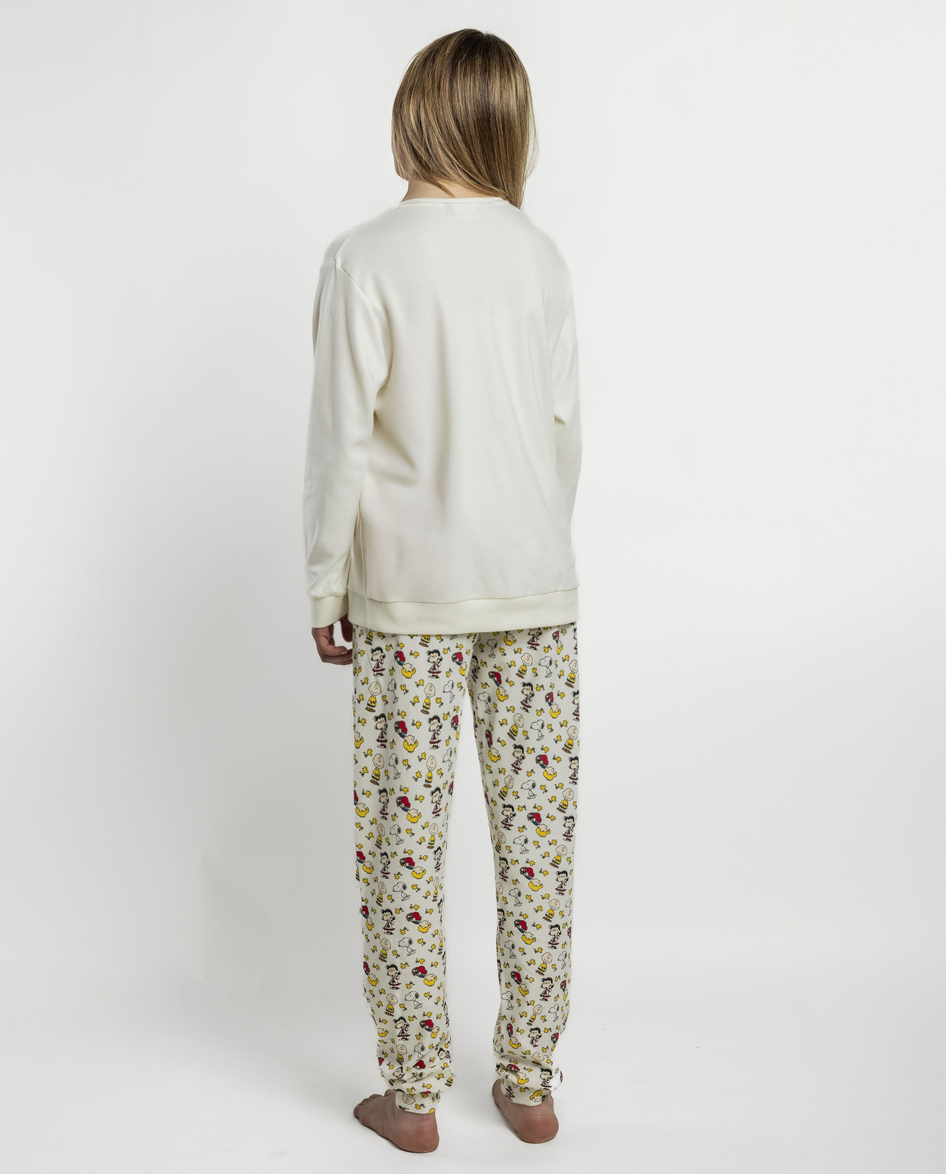 Pijama largo de mujer de punto interlock de algodón - Peanuts - Crudo Crudo-2