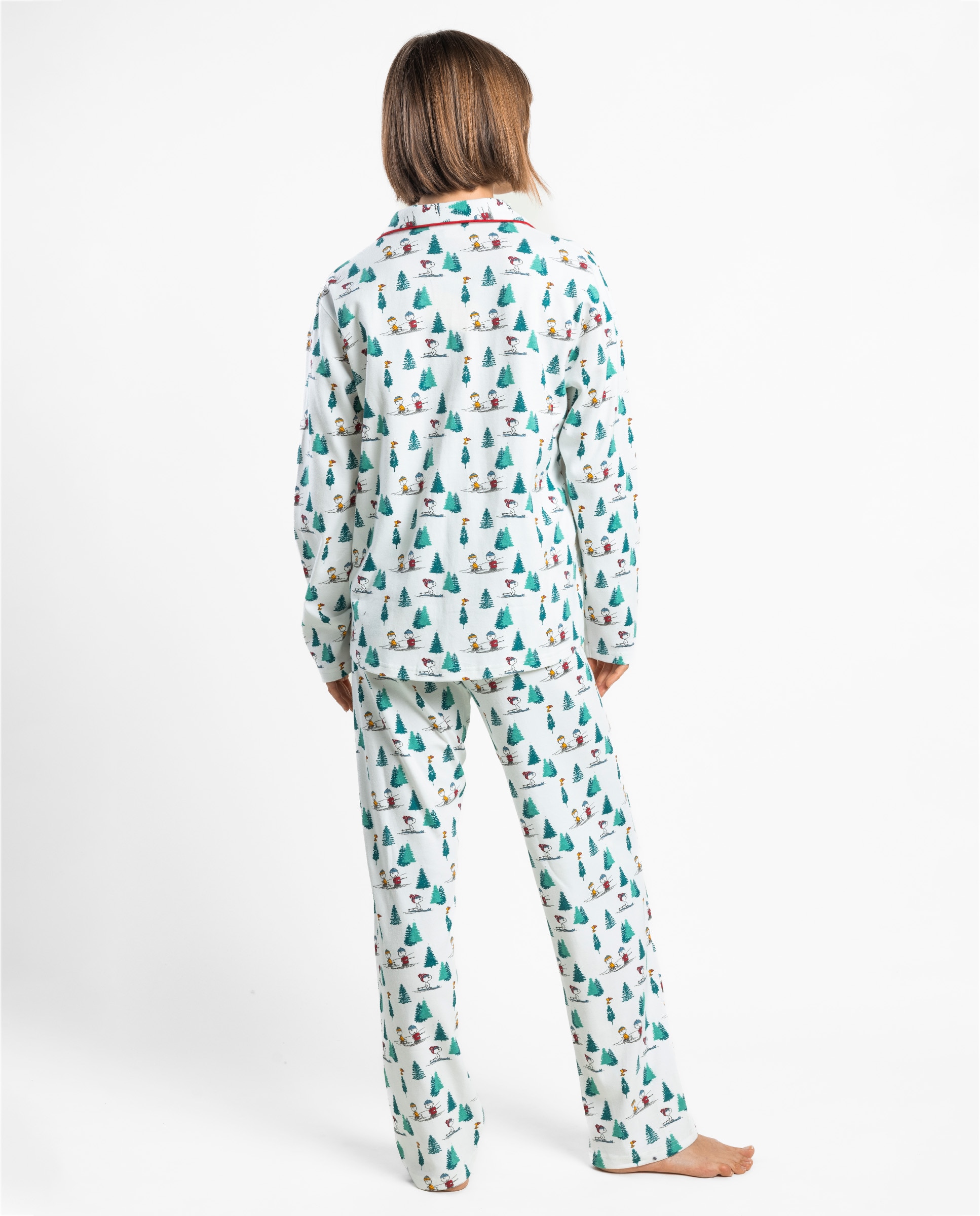 Pijama largo abierto de mujer de punto interlock de algodón - Peanuts - Blanco Blanco-2