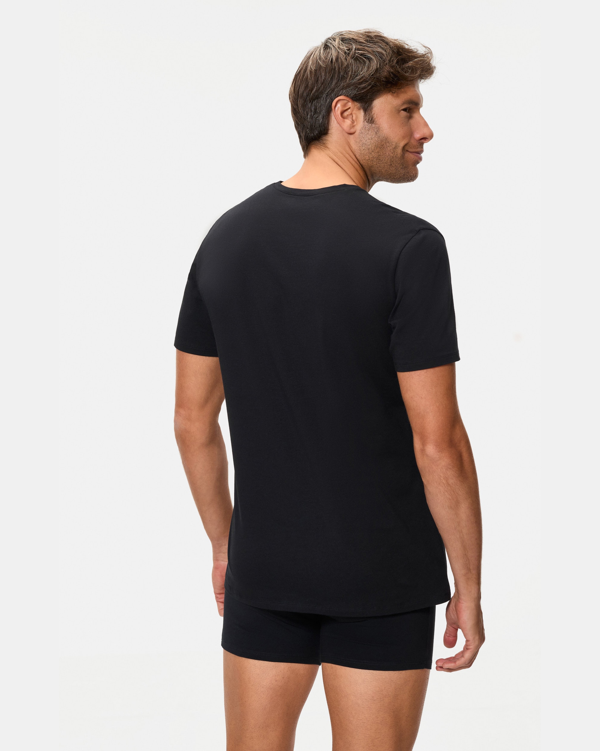 Camiseta algodón supima premium manga corta cuello v - Abanderado - Negro Negro-2
