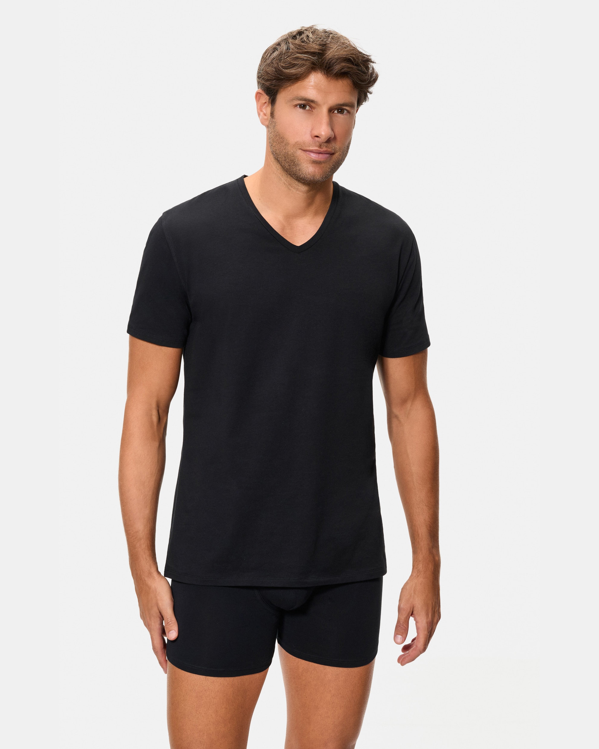 Camiseta algodón supima premium manga corta cuello v - Abanderado - Negro Negro-3