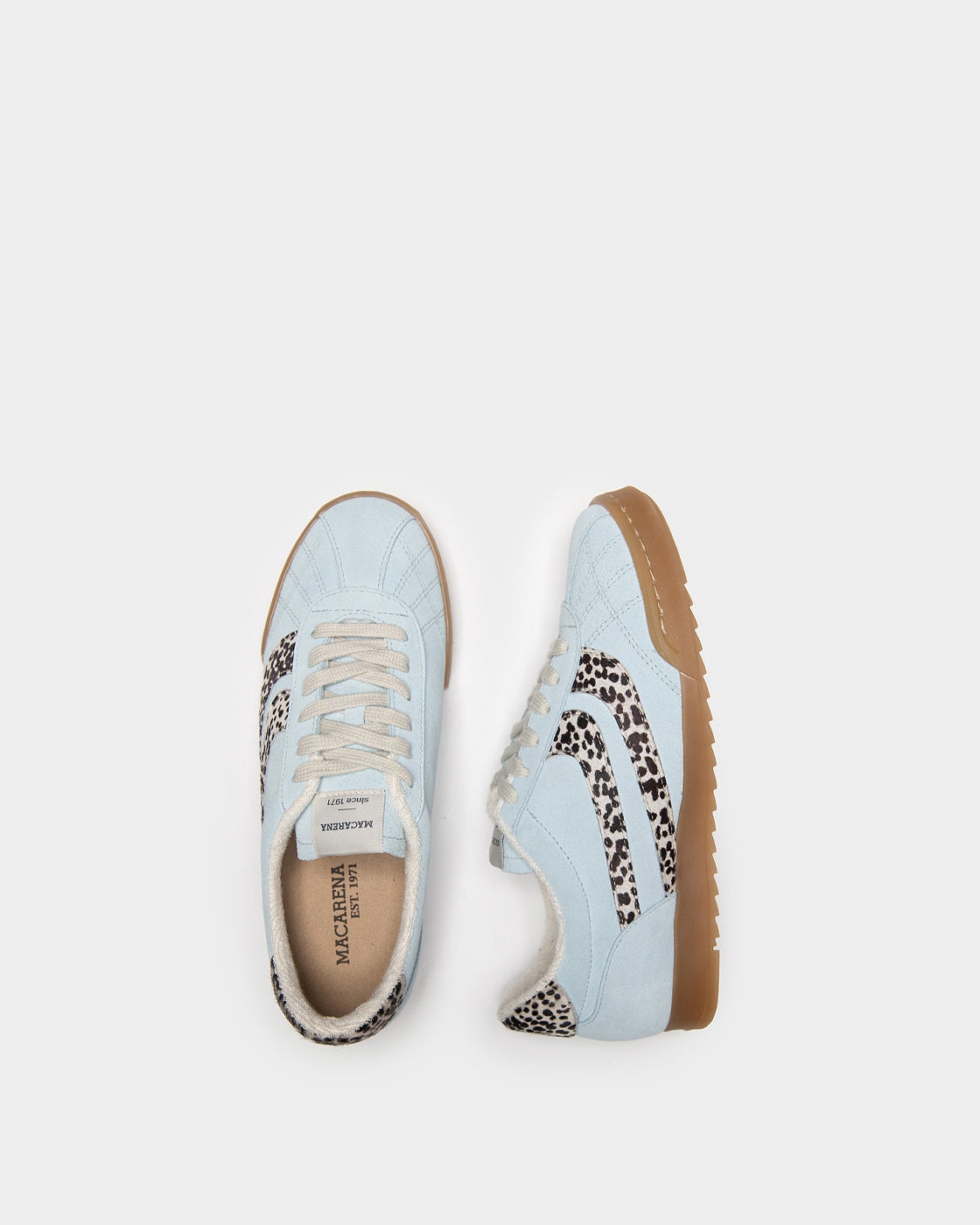Zapatillas deportiva en piel de mujer - Macarena - Azul Azul-4