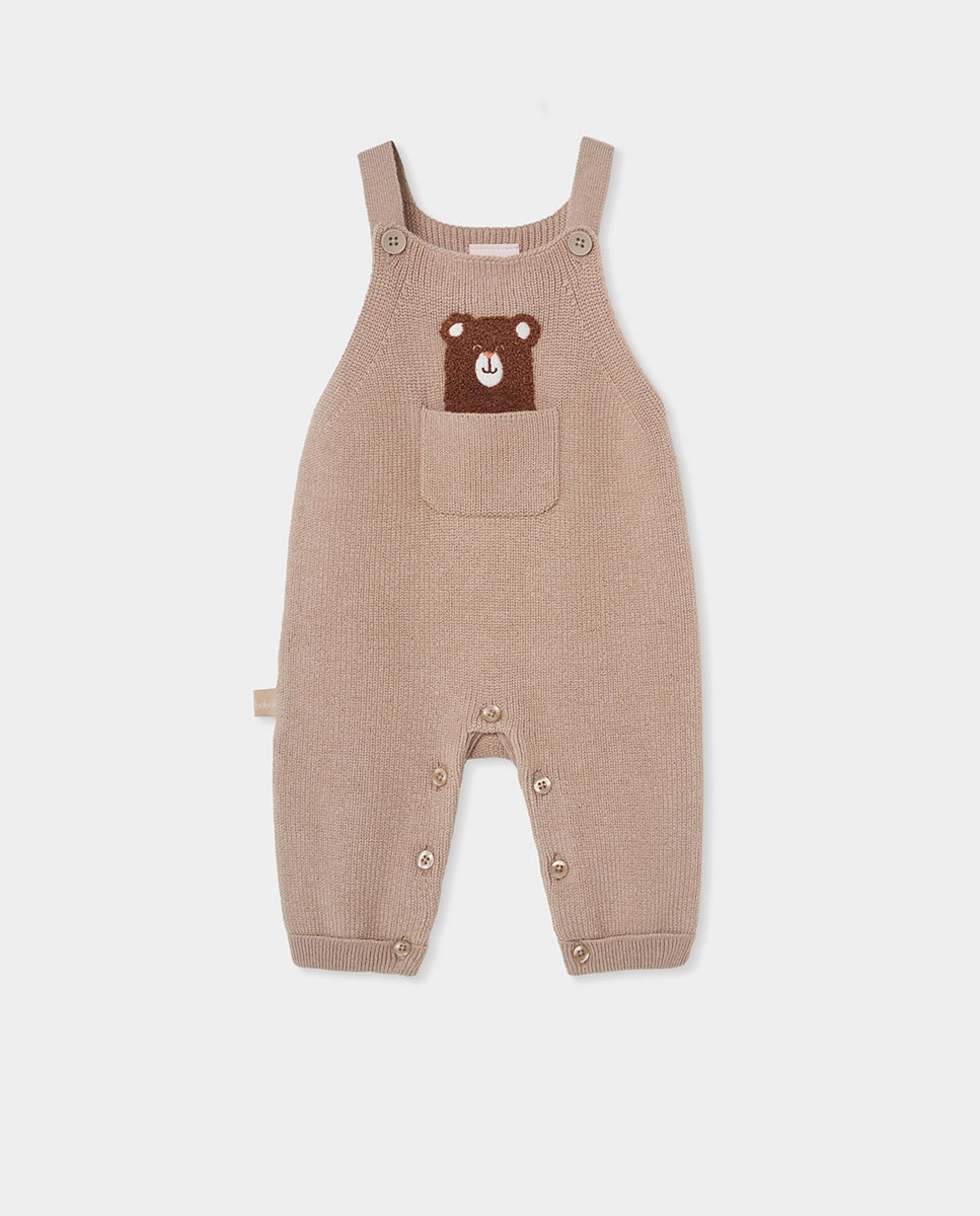 Imagen 1 de Peto de bebé con bordado de oso Beige/Marrón