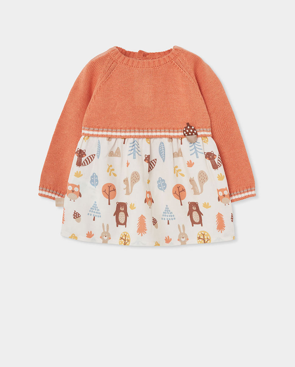 Imagen 1 de Vestido de bebé estampado de animales del bosque Naranja