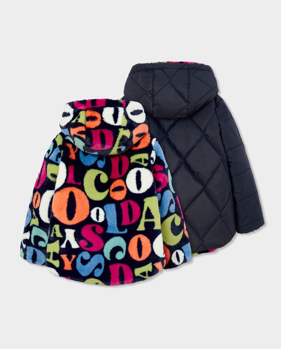 Imagen 2 de Parka para niña reversible de felpa estampado letras - Boboli - Multicolor Multicolor