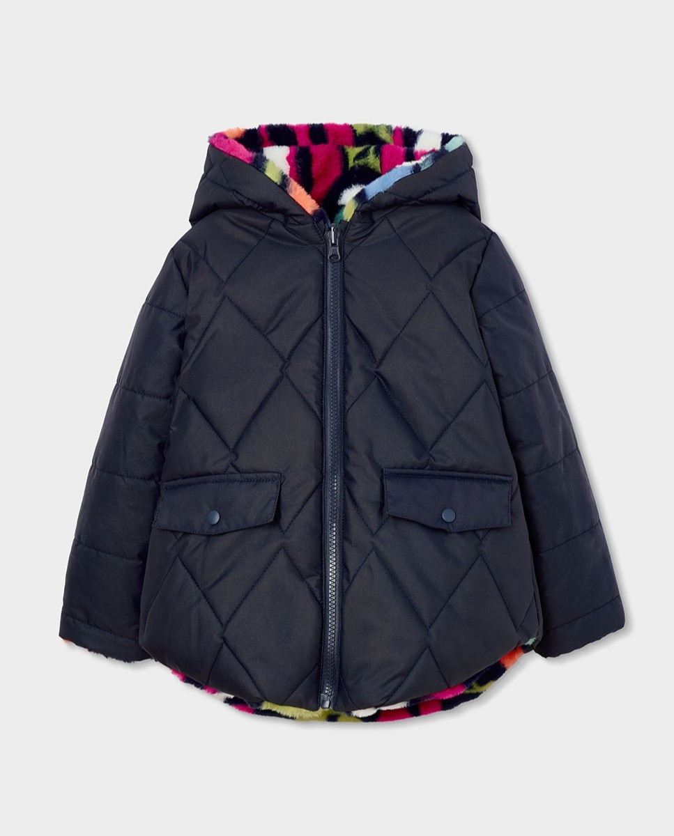 Imagen 4 de Parka para niña reversible de felpa estampado letras - Boboli - Multicolor Multicolor