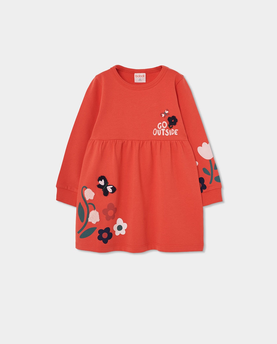 Imagen 0 de Vestido para niña de felpa estampado de flores Multicolor