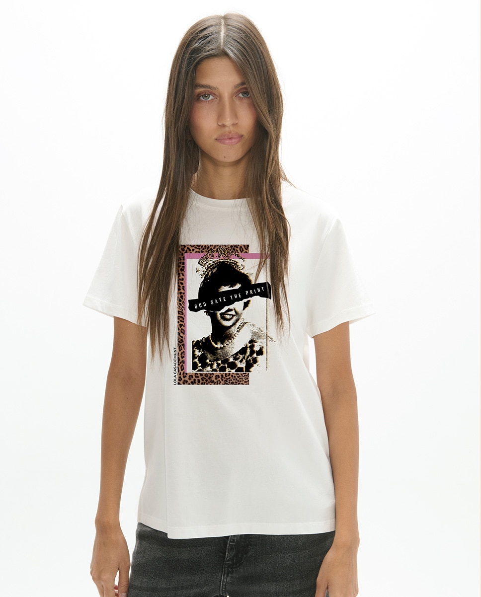 Camiseta de mujer sra lola manga corta estampado 45a - Lola Casademunt - Blanco Blanco-1