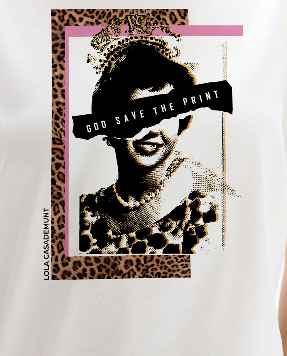 Camiseta de mujer sra lola manga corta estampado 45a - Lola Casademunt - Blanco Blanco-3