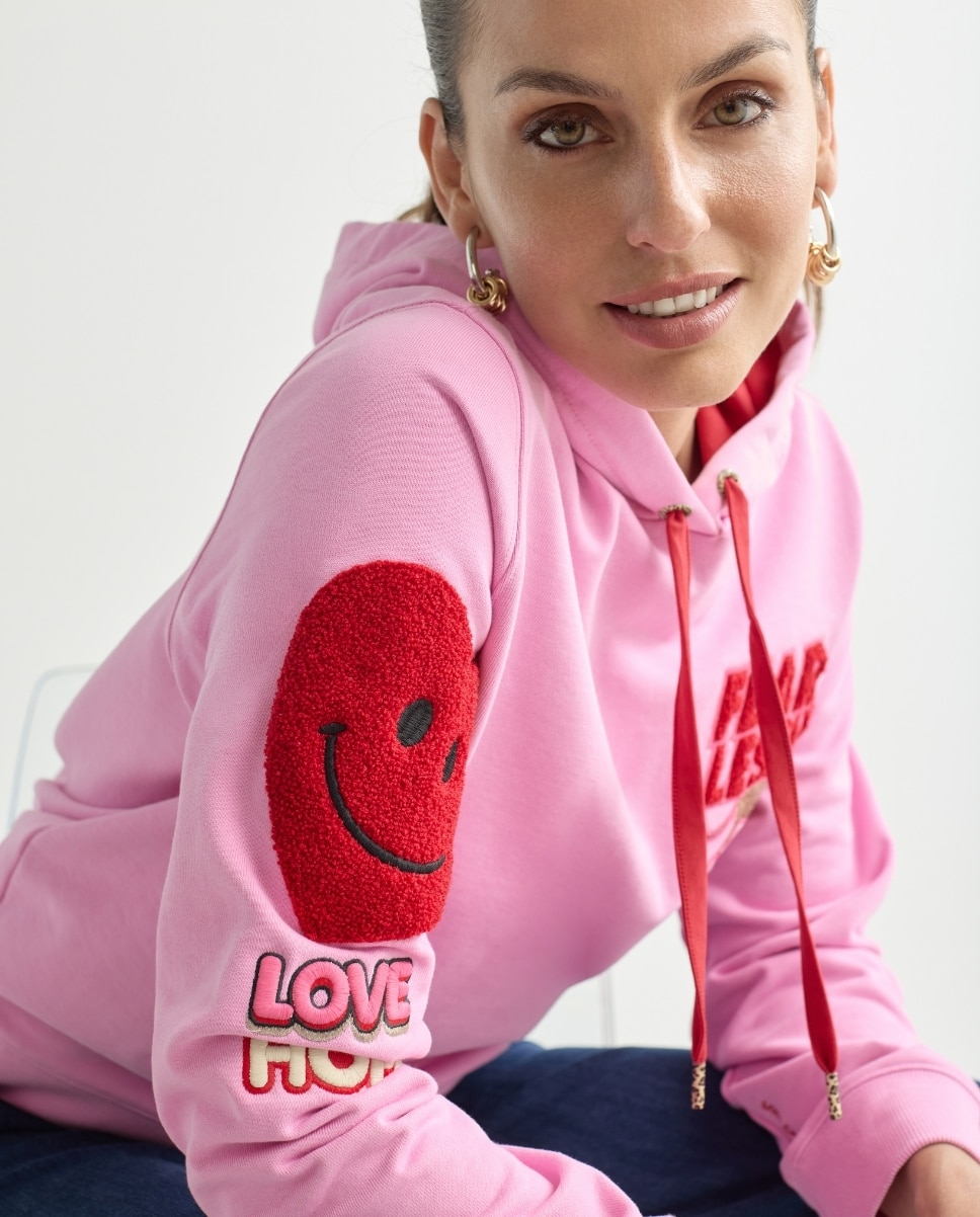 Sudadera solidaria de mujer con capucha de manga larga - Lola Casademunt - Rosa Rosa-2