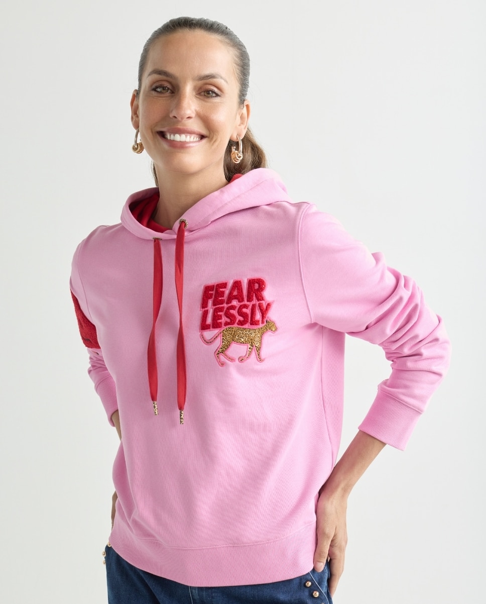 Imagen 0 de Sudadera solidaria de mujer con capucha de manga larga Rosa