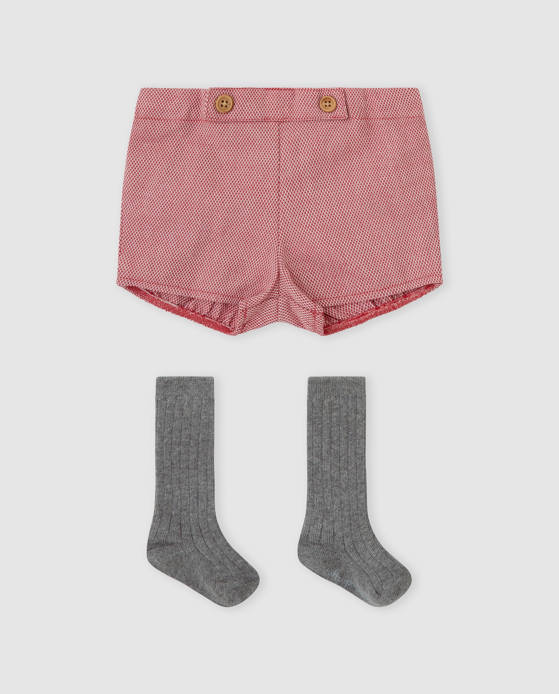 Short de bebé niño con calcetines - Tutto Piccolo - Rojo Rojo-1
