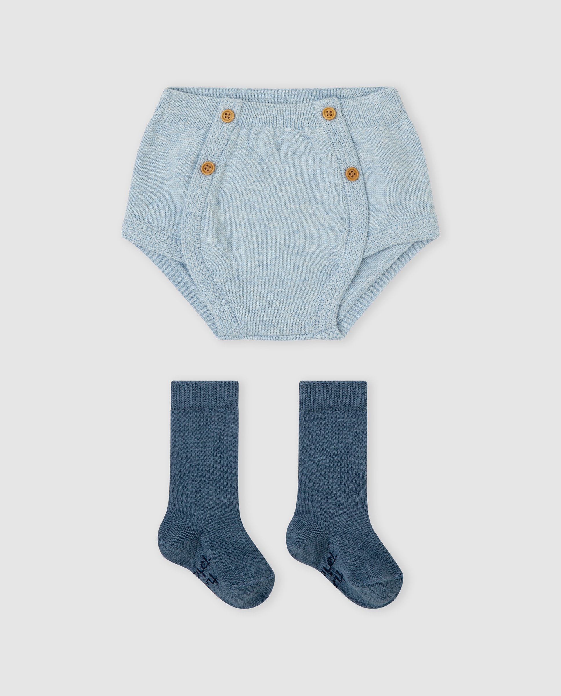 Imagen 0 de Cubrepañales de bebé con botones y calcetines Azul claro