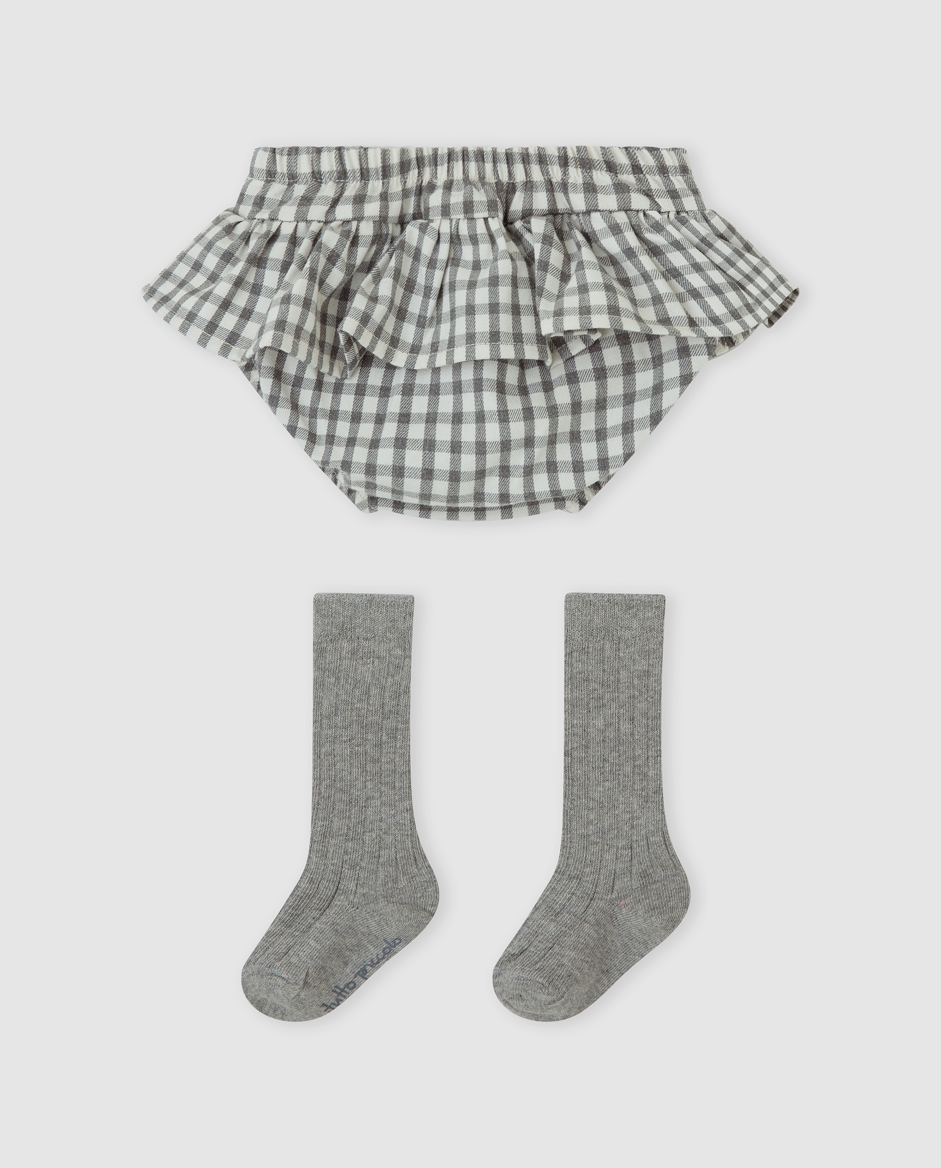 Cubrepañales de bebé niña vichy con calcetines - Tutto Piccolo - Gris Gris-3