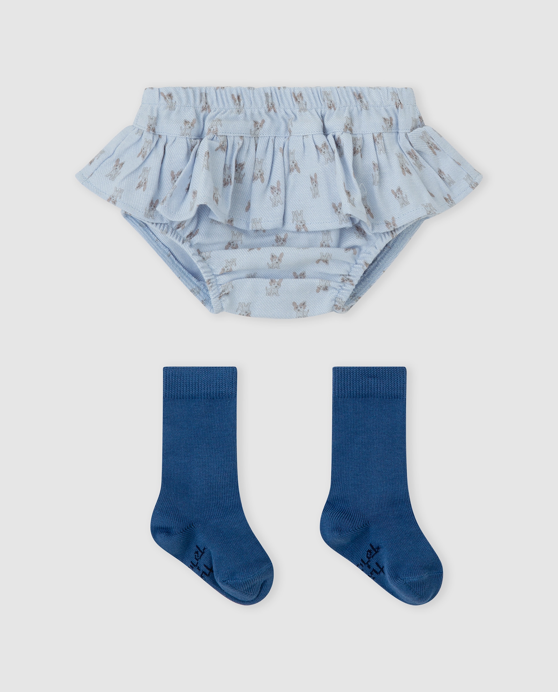 Imagen 0 de Cubrepañales de bebé niña con calcetines y estampado Azul claro