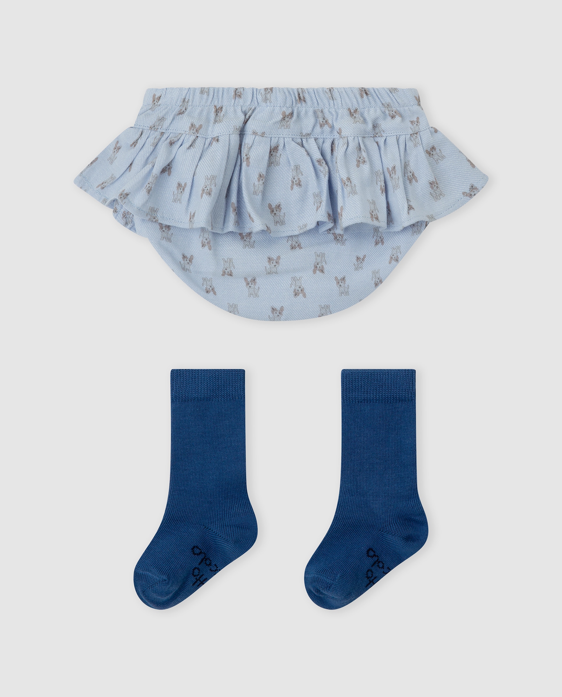 Cubrepañales de bebé niña con calcetines y estampado - Tutto Piccolo - Azul claro Azul claro-2