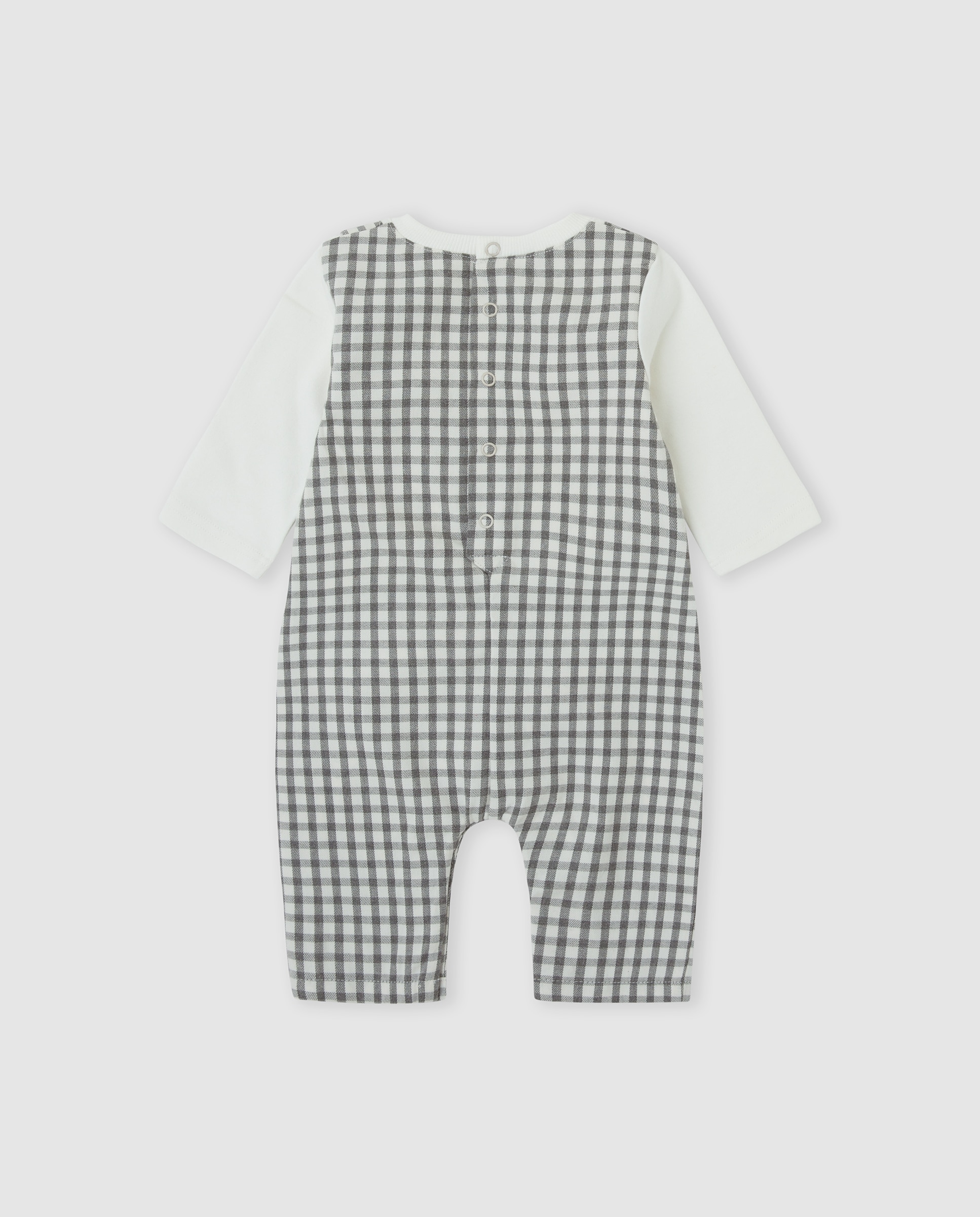 Pelele de bebé niño de algodón vichy - Tutto Piccolo - Gris Gris-3