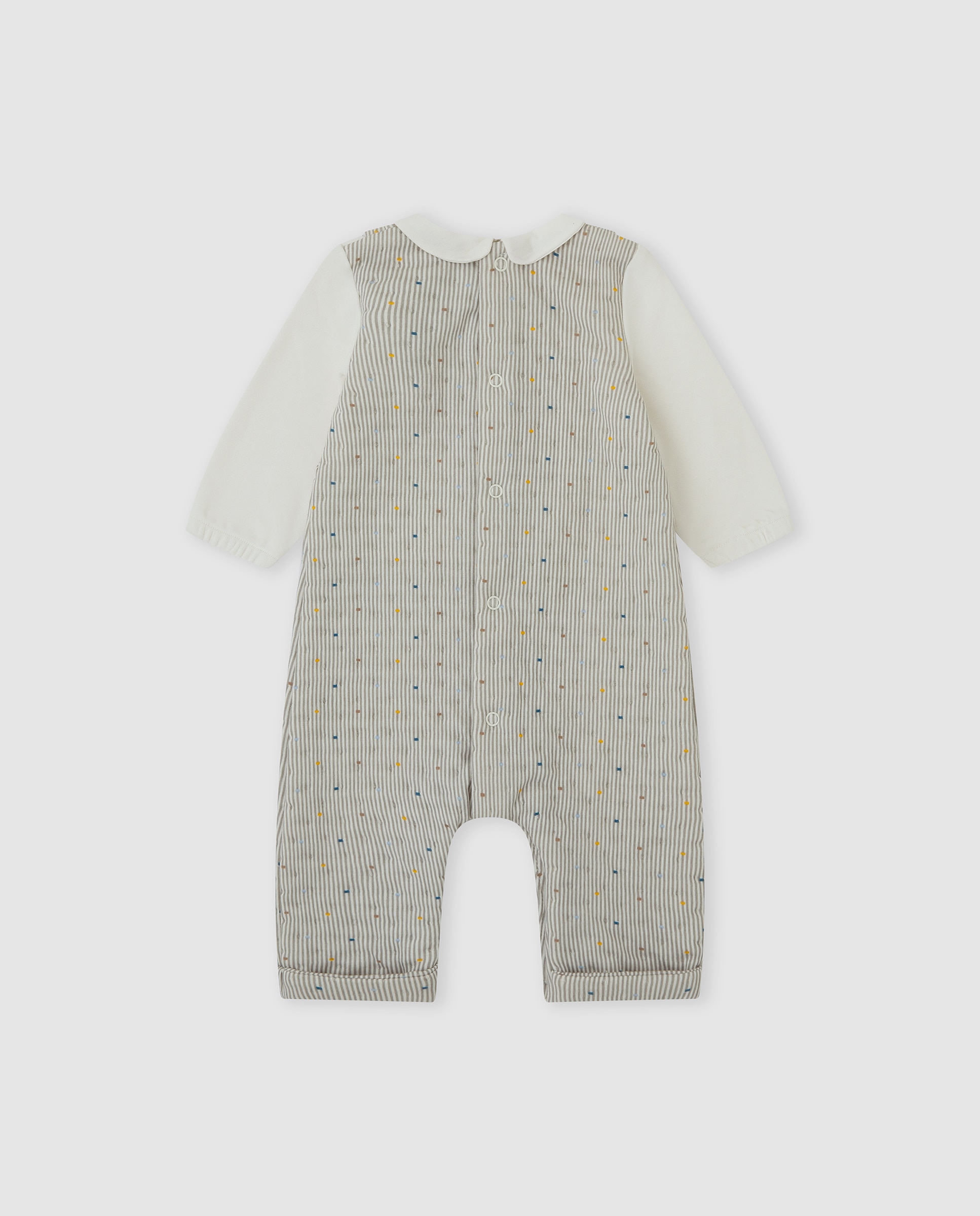 Pelele de bebé niño a rayas con dinosaurio bordado - Tutto Piccolo - Gris Gris-3