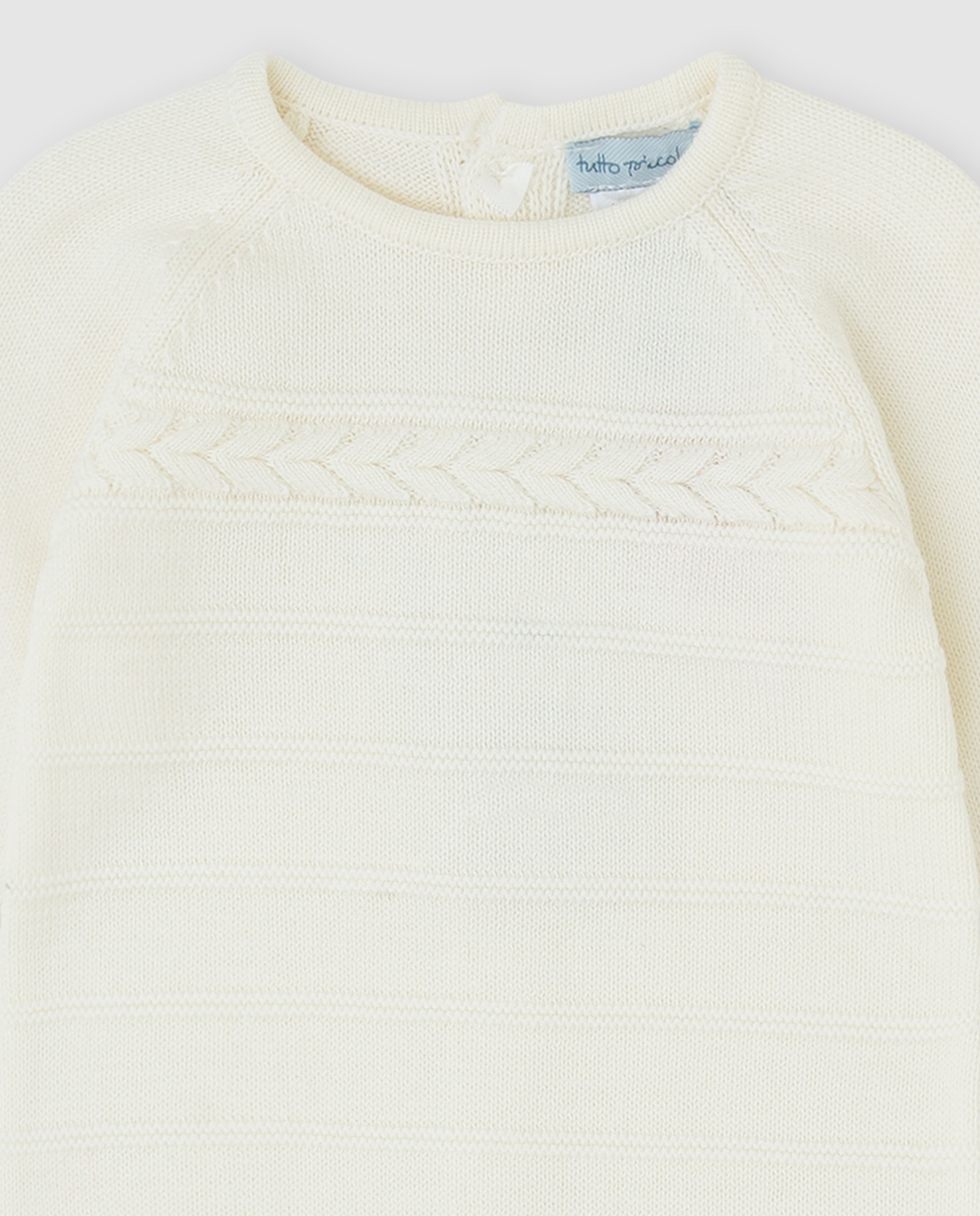 Pelele de bebé niño tricot con trenza - Tutto Piccolo - Crudo Crudo-2