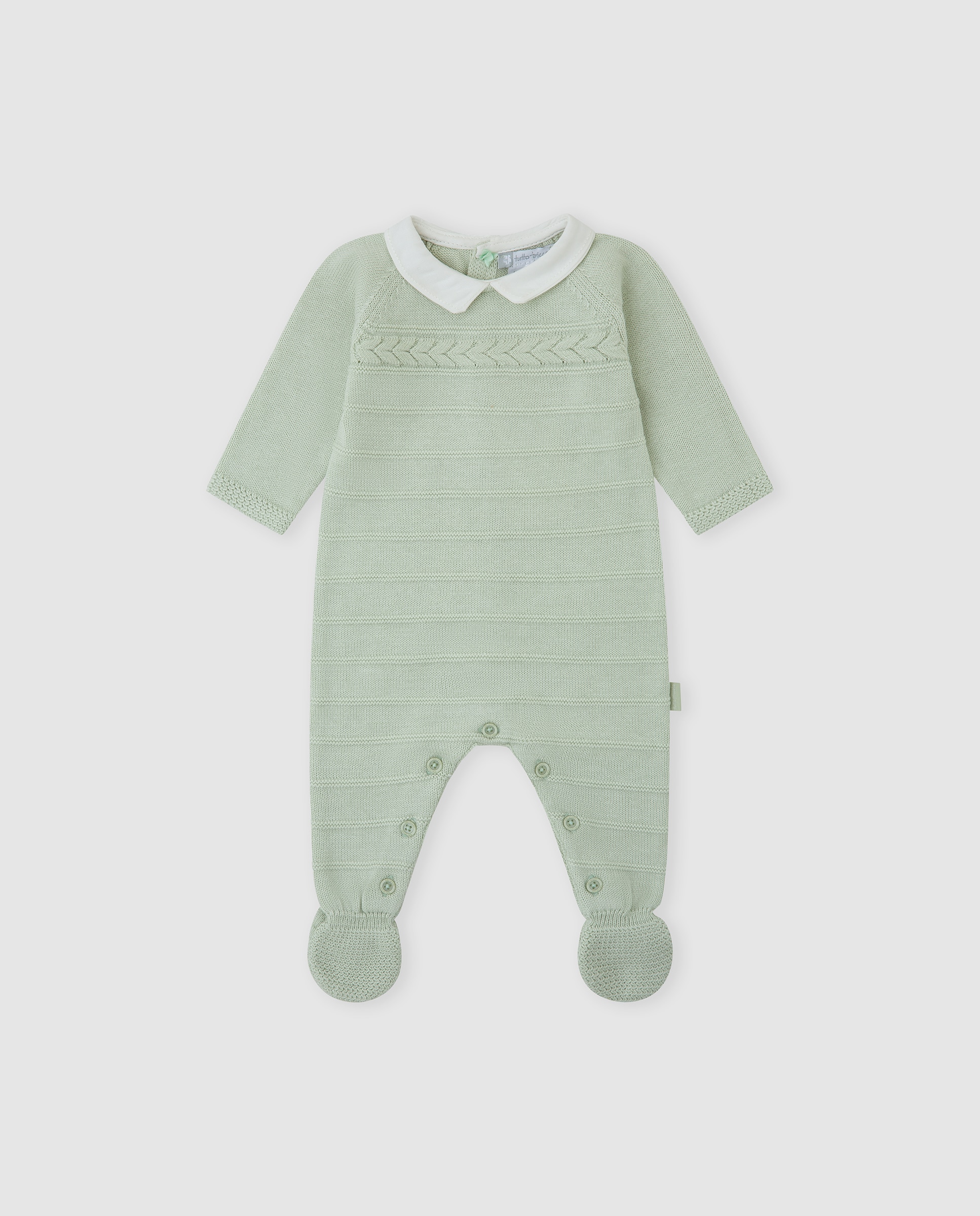 Imagen 0 de Pelele de bebé niño tricot con trenza Verde Agua