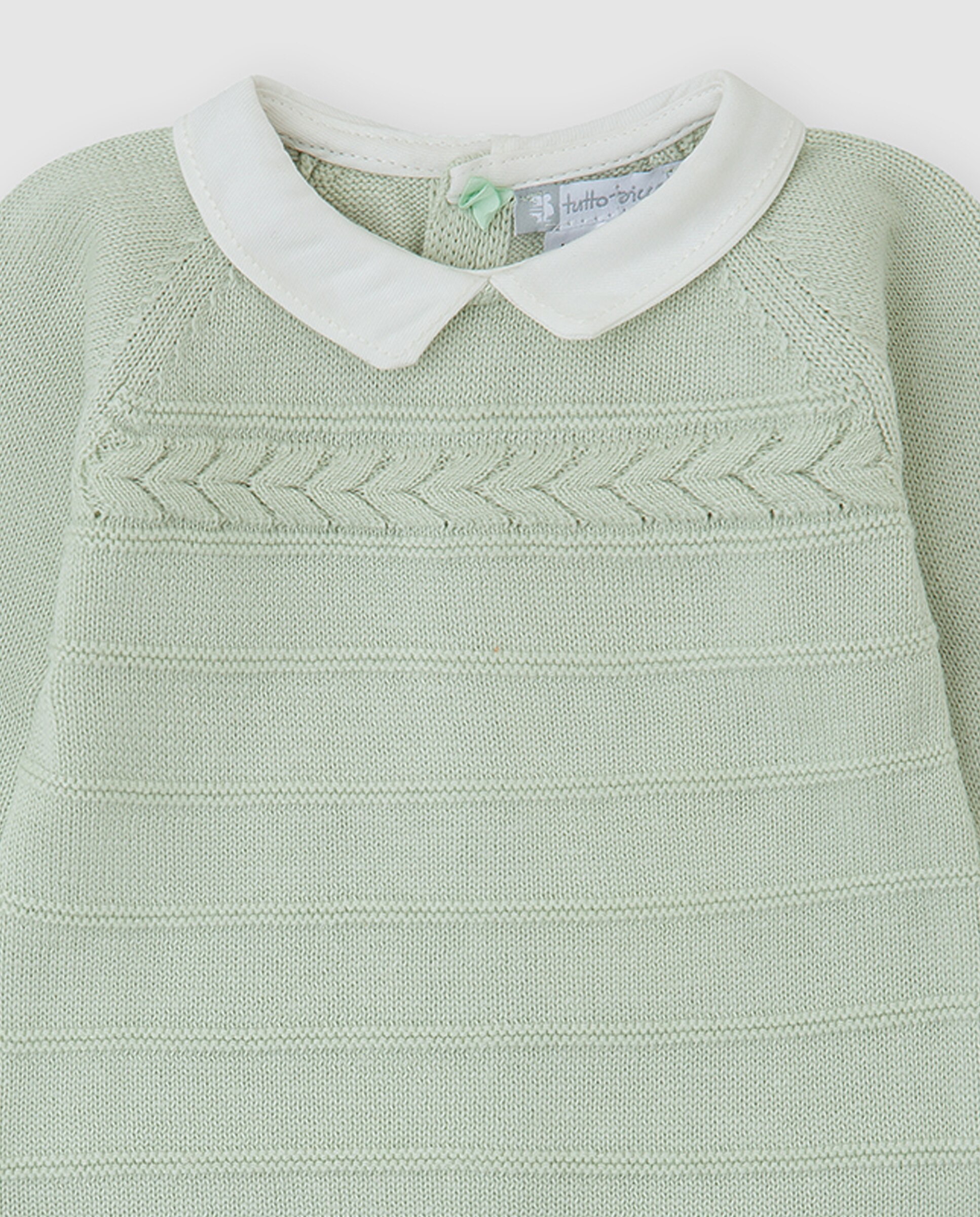 Pelele de bebé niño tricot con trenza - Tutto Piccolo - Verde Agua Verde Agua-3