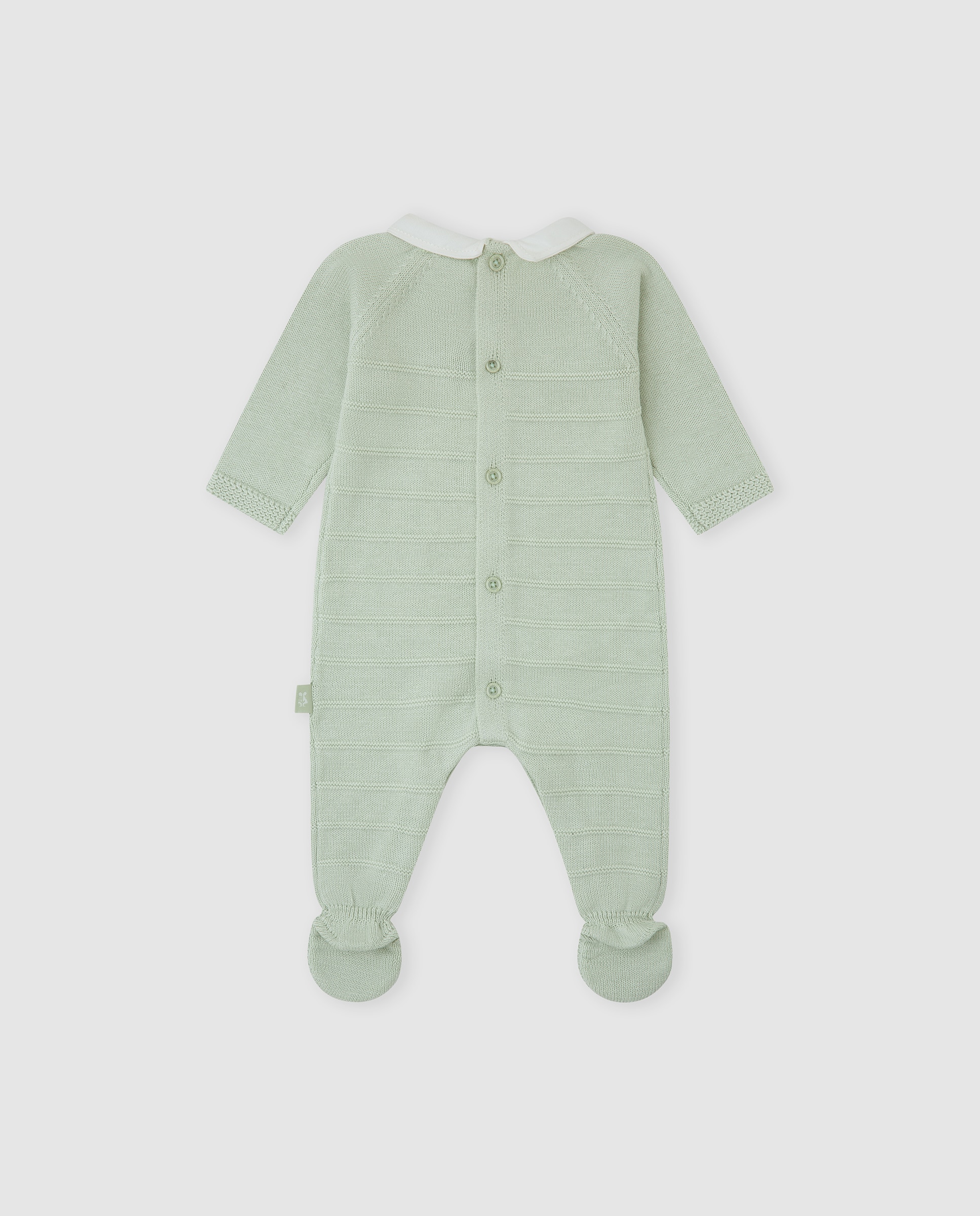 Pelele de bebé niño tricot con trenza - Tutto Piccolo - Verde Agua Verde Agua-2