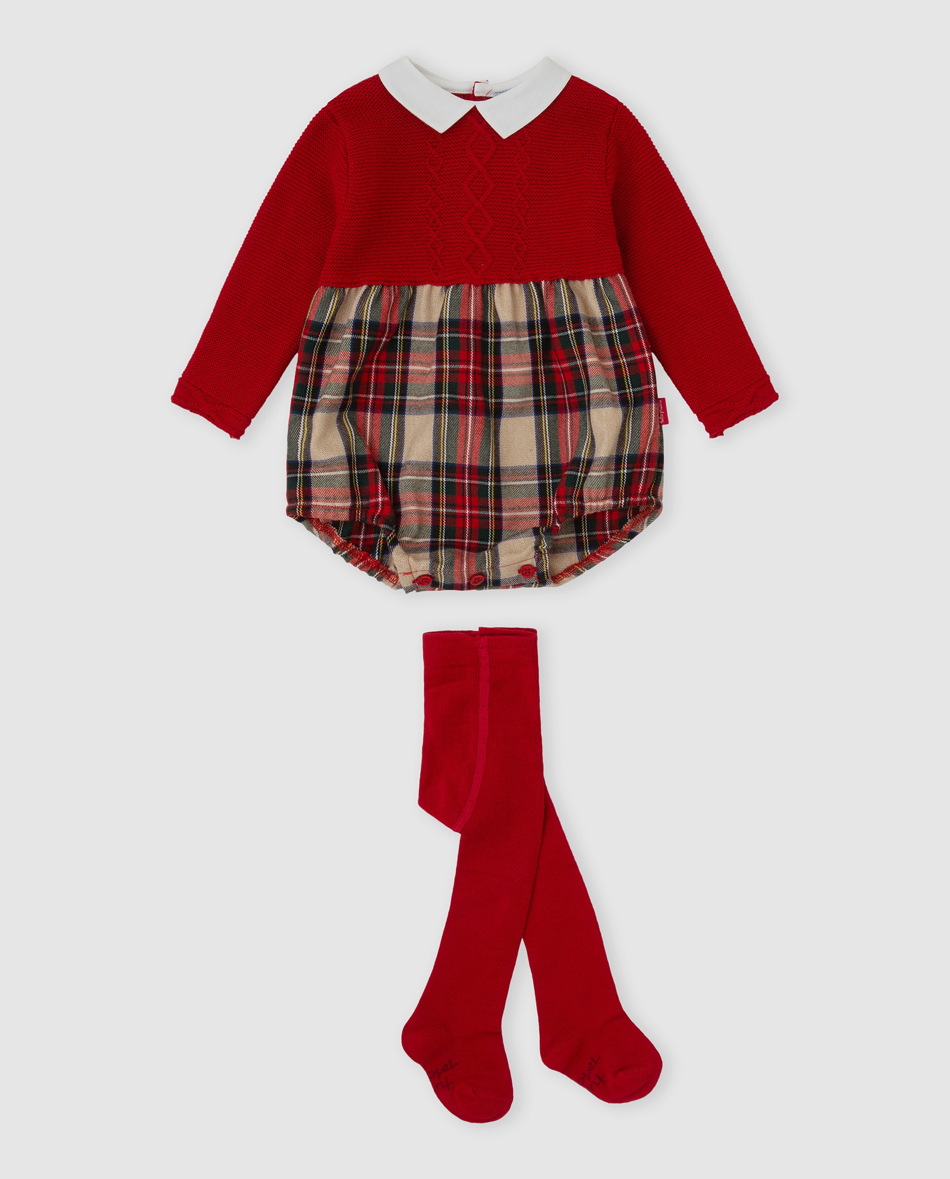 Imagen 0 de Pelele de bebé niño a cuadros con leotardos Rojo