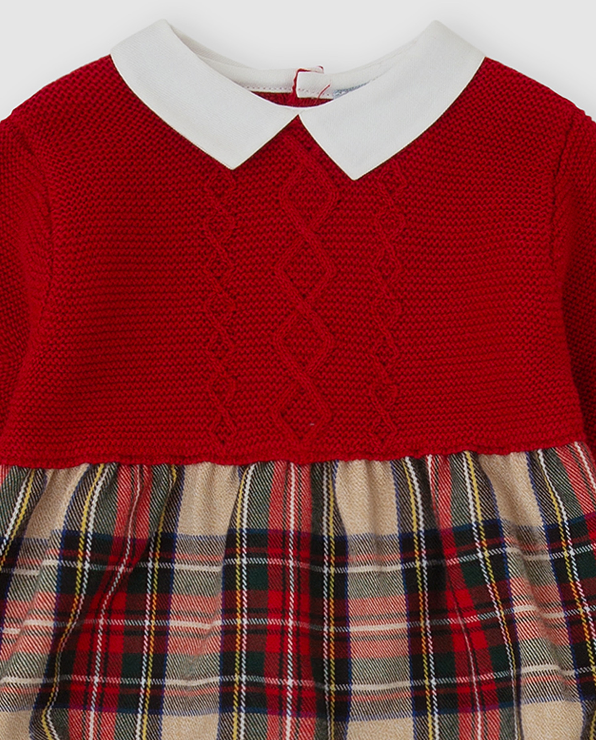 Pelele de bebé niño a cuadros con leotardos - Tutto Piccolo - Rojo Rojo-2