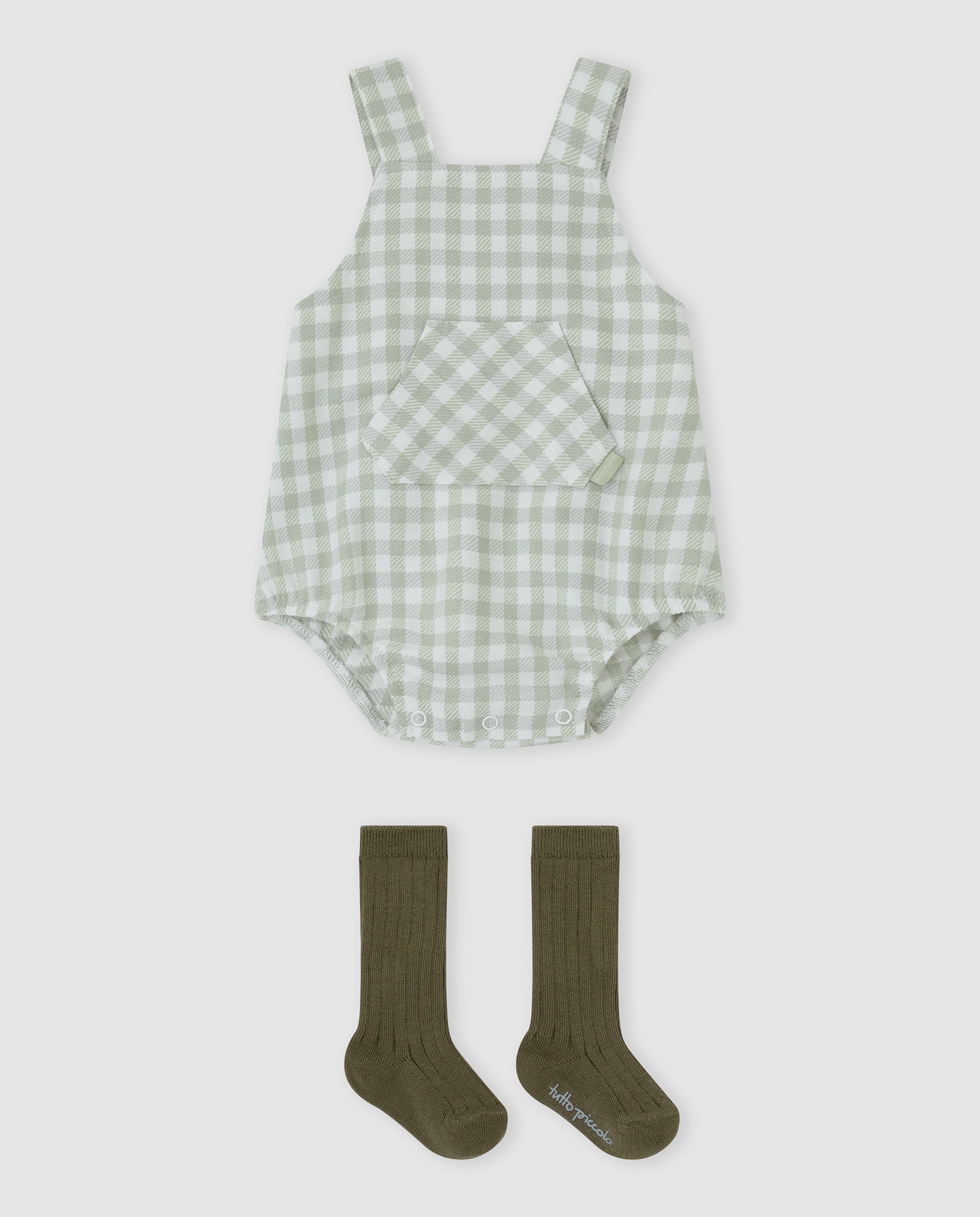 Ranita de bebé vichy con calcetines - Tutto Piccolo - Verde Agua Verde Agua-1