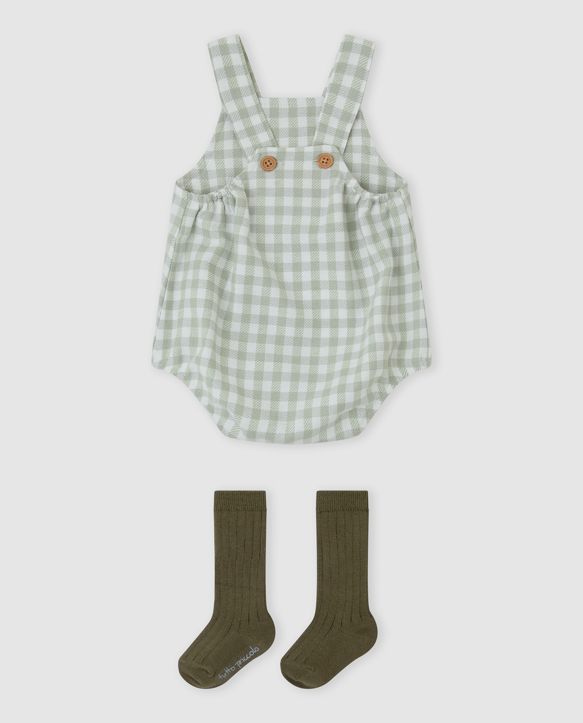 Ranita de bebé vichy con calcetines - Tutto Piccolo - Verde Agua Verde Agua-3