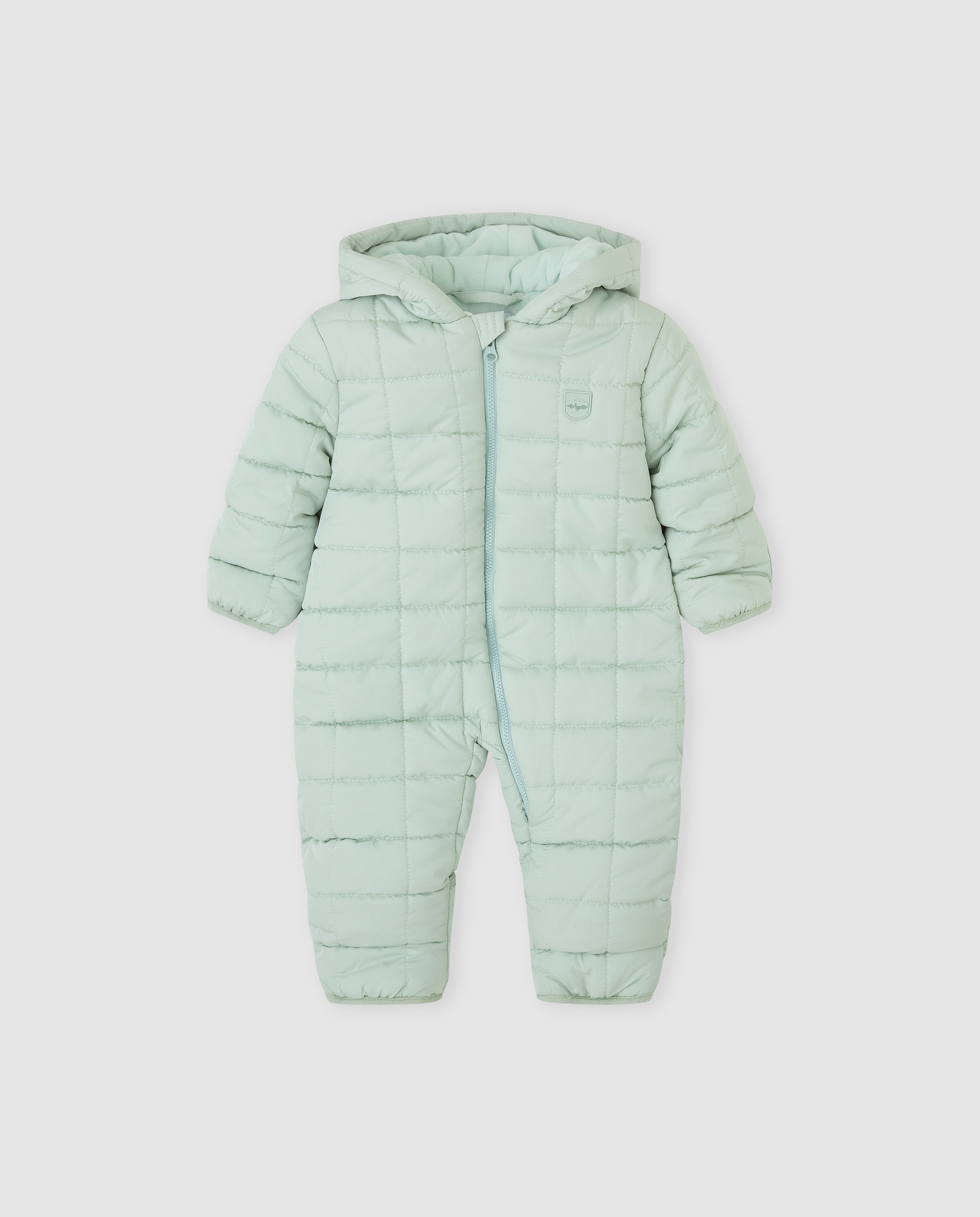 Imagen 0 de Buzo de bebé niño con capucha y cremallera Verde agua