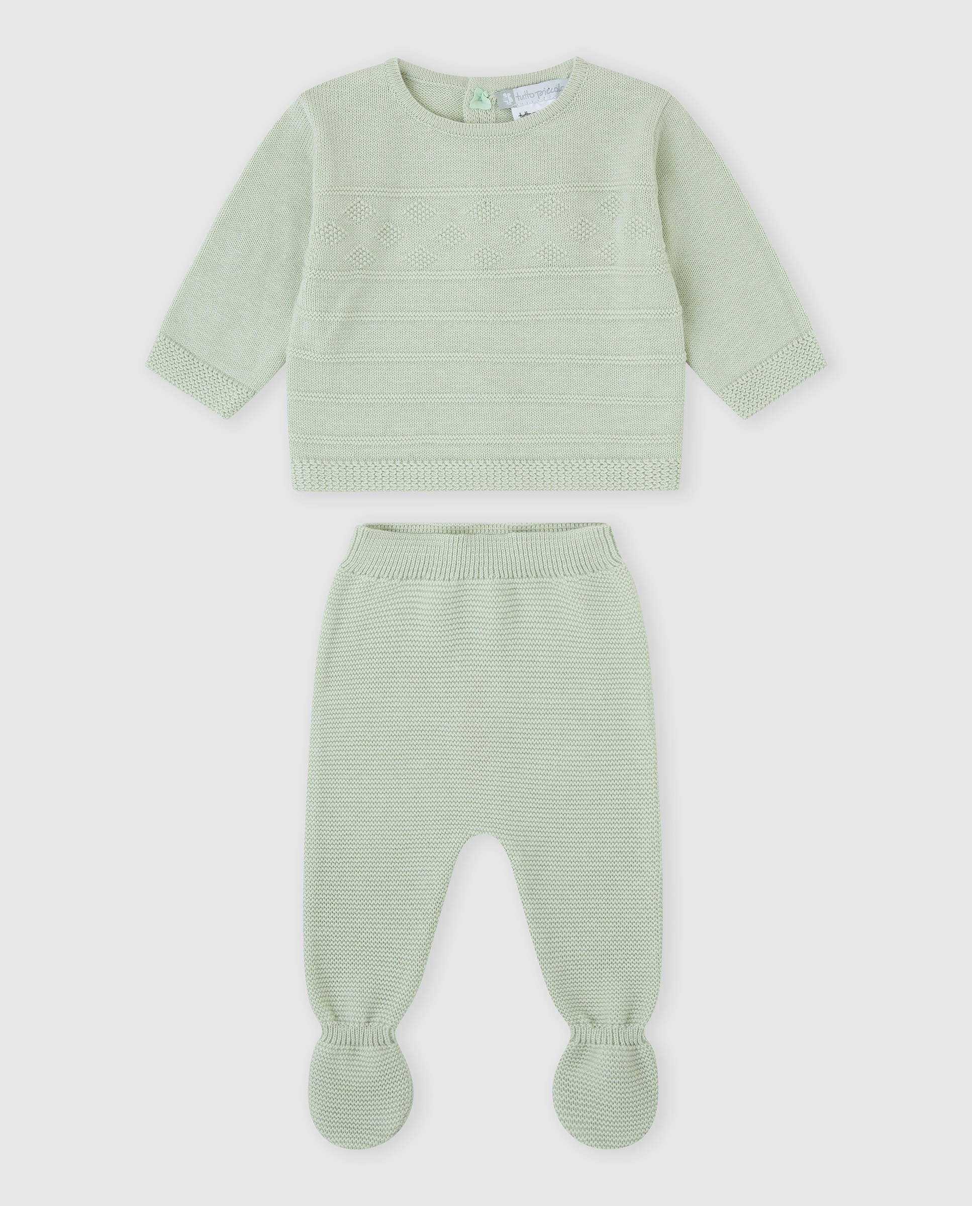 Conjunto de bebé niño tricot con pie - Tutto Piccolo - Verde claro Verde claro-1