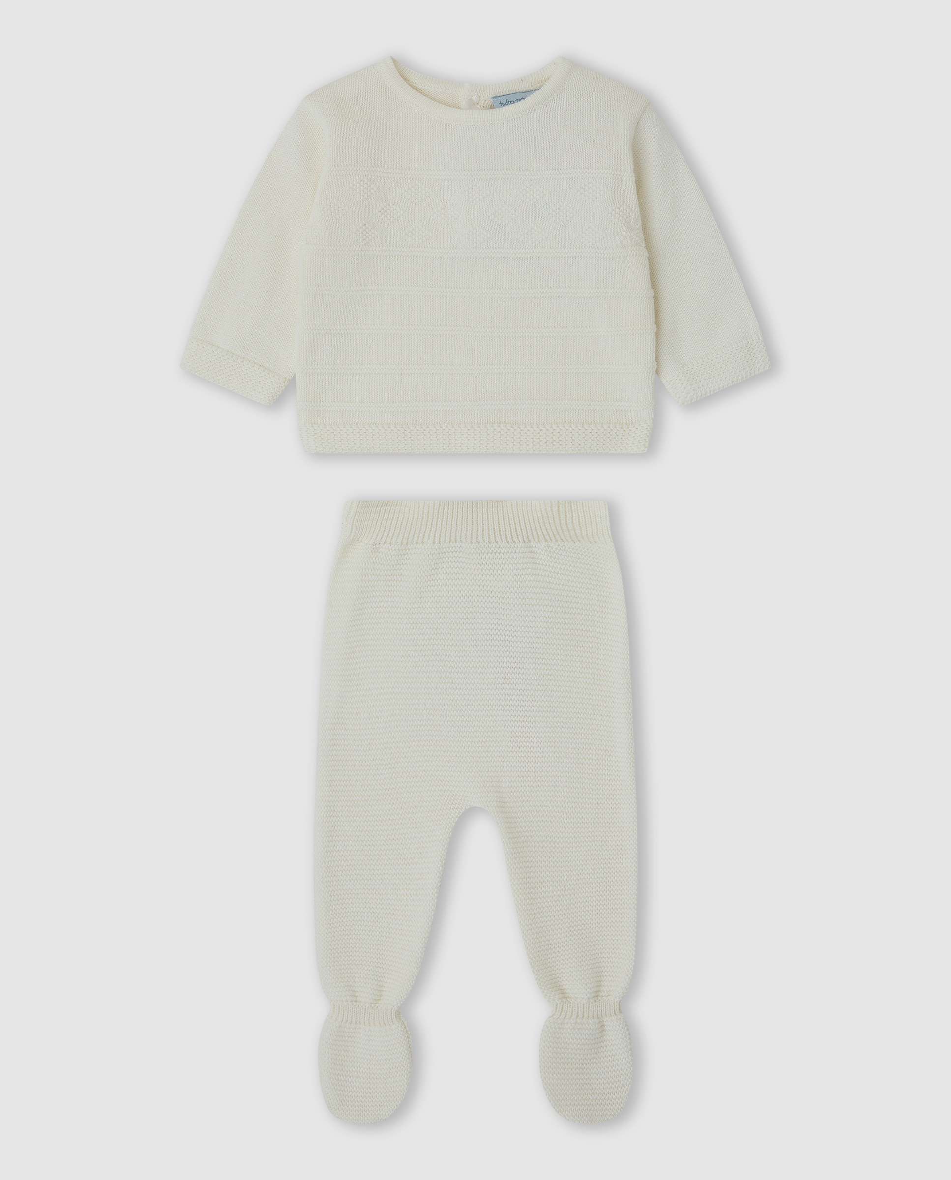 Imagen 0 de Conjunto de bebé niño tricot con pie Crudo