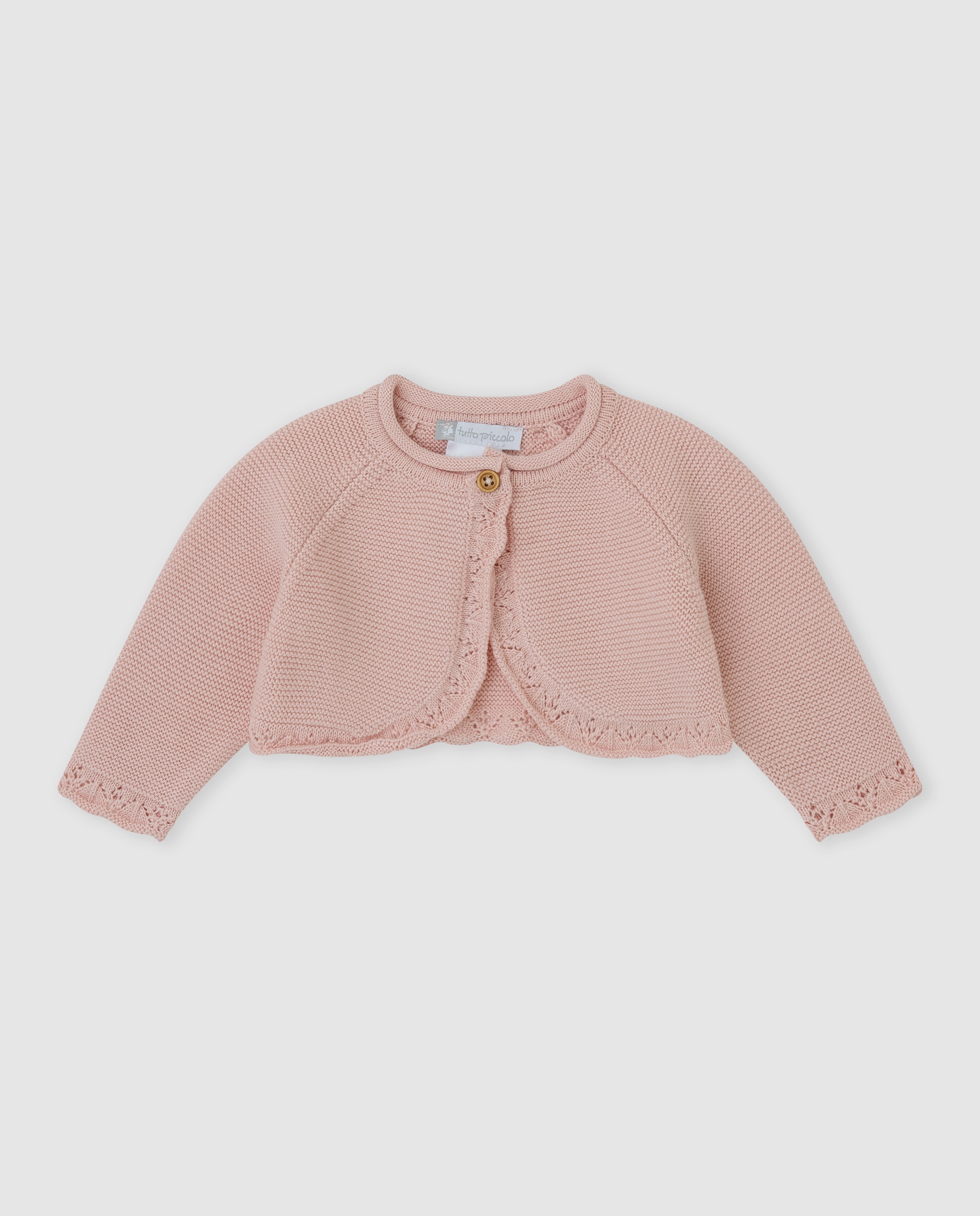 Chaqueta de bebé niña tricot con botón - Tutto Piccolo - Rosa Rosa-1