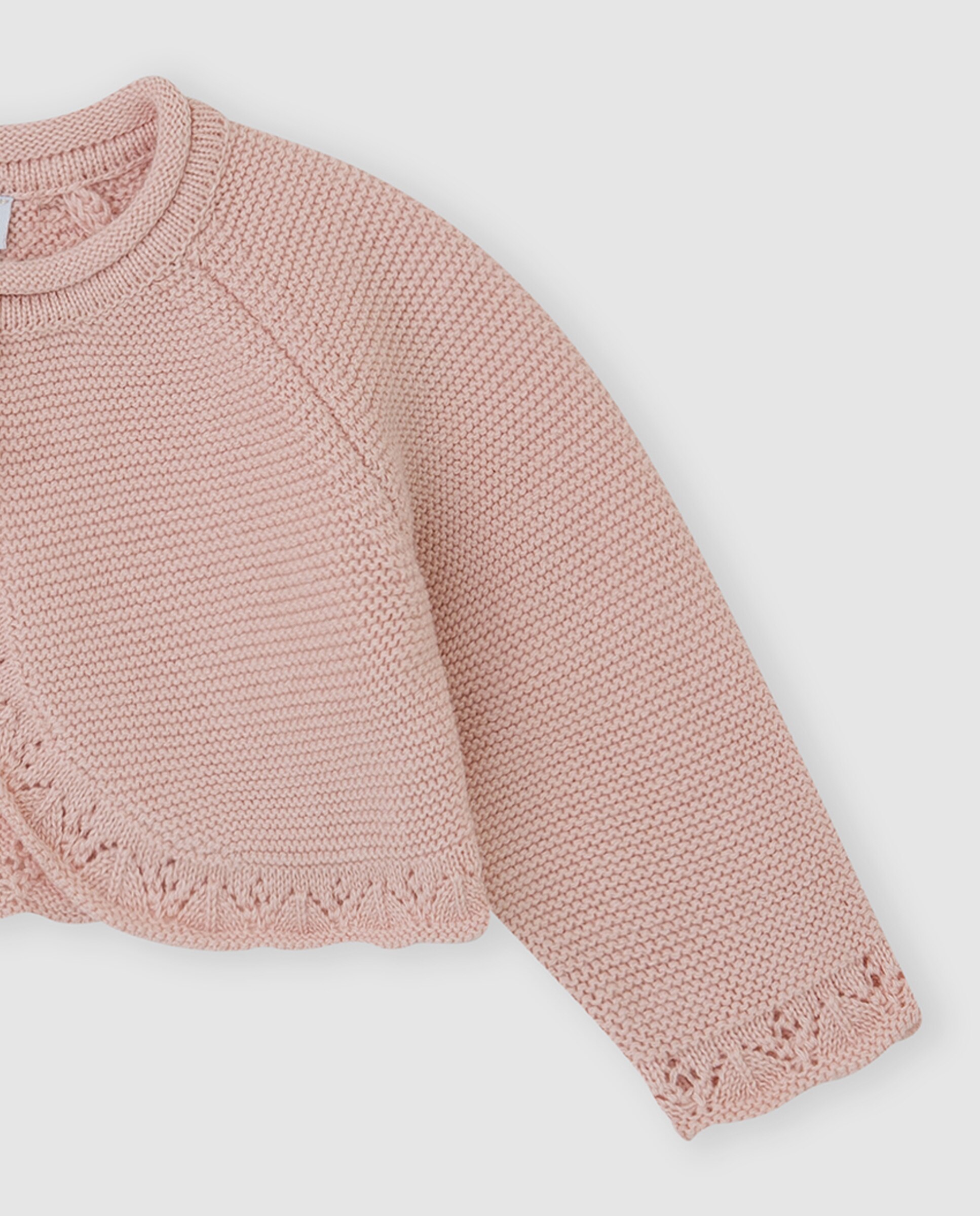 Chaqueta de bebé niña tricot con botón - Tutto Piccolo - Rosa Rosa-3