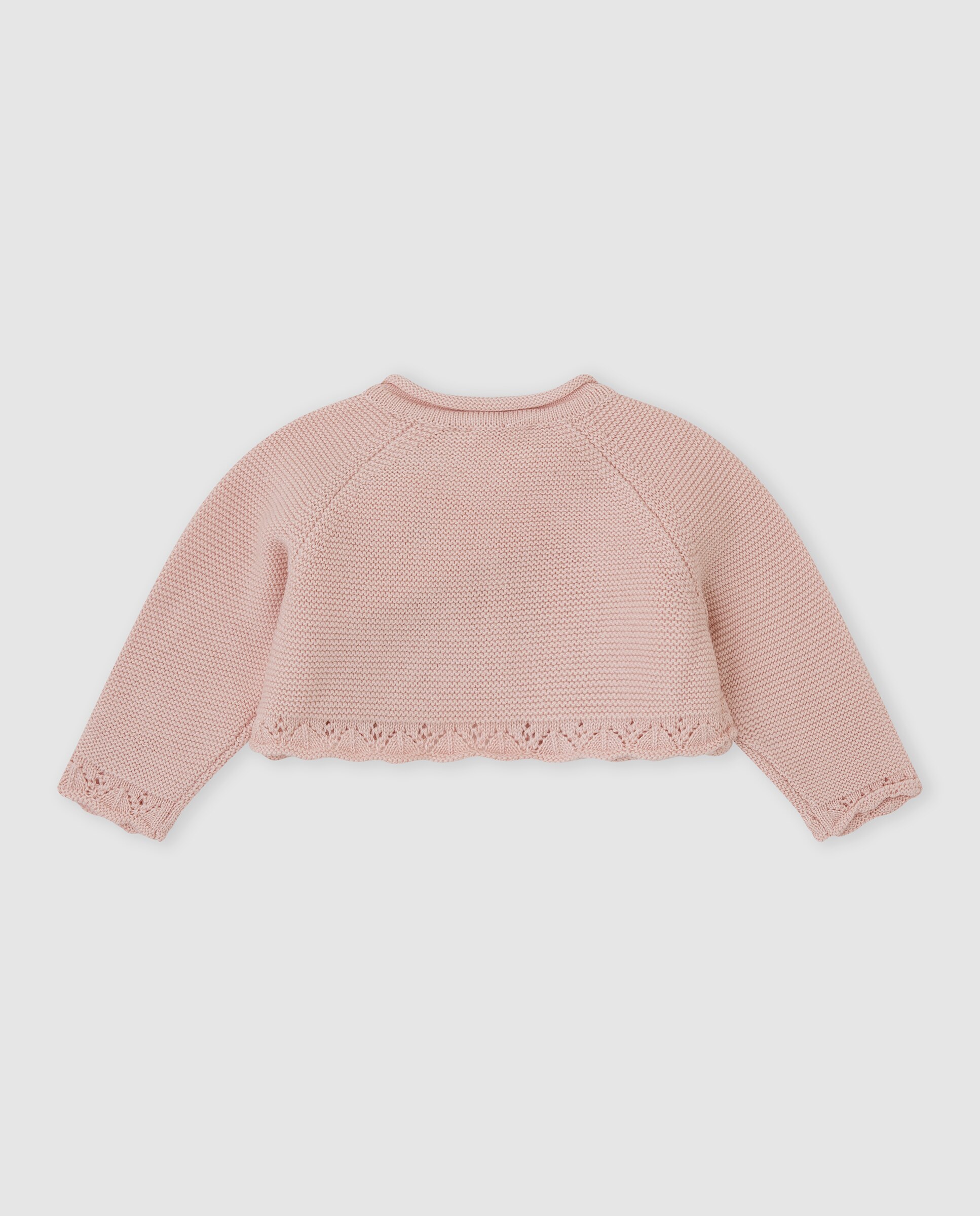 Chaqueta de bebé niña tricot con botón - Tutto Piccolo - Rosa Rosa-2