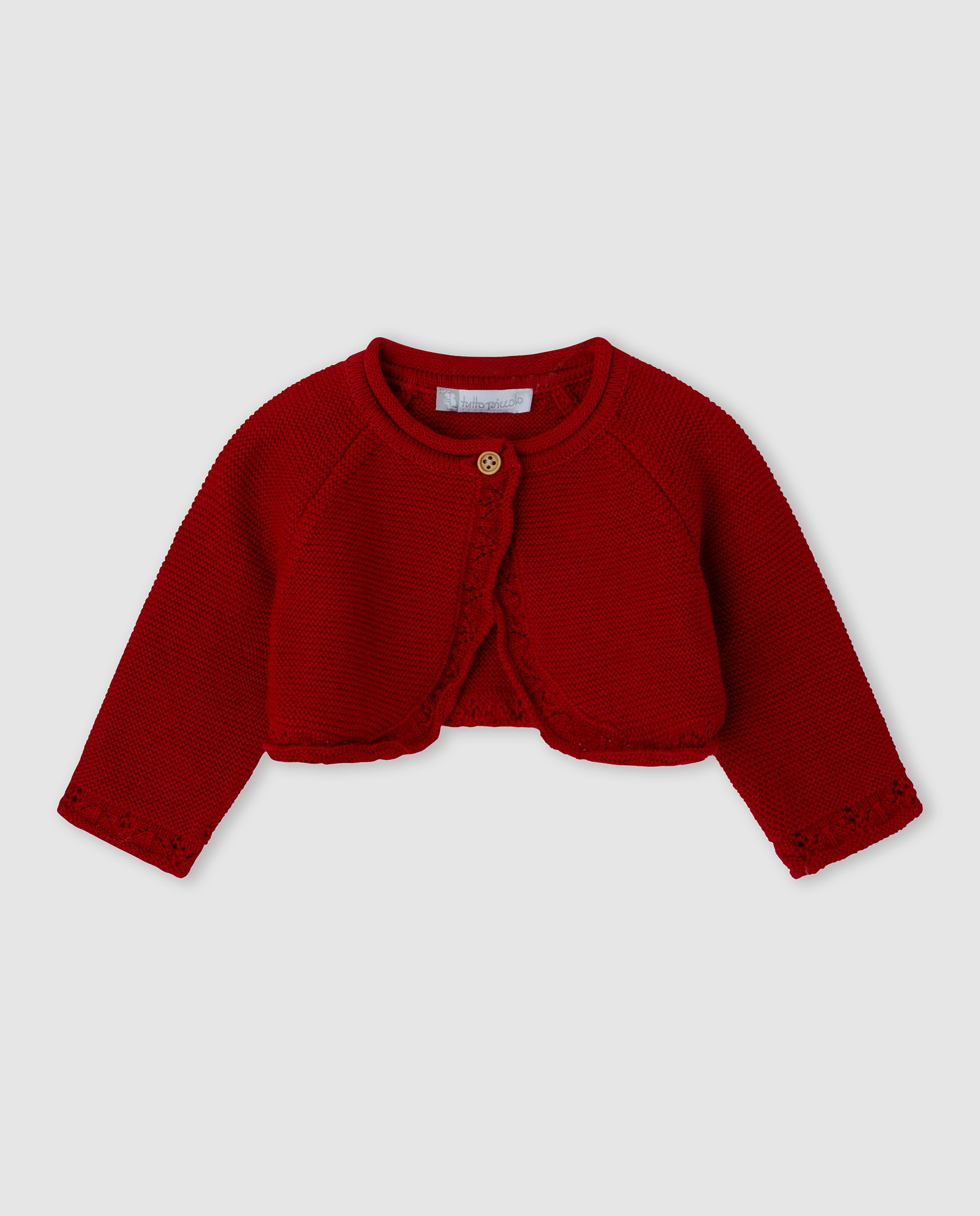 Imagen 0 de Chaqueta de bebé niña tricot con botón Rojo