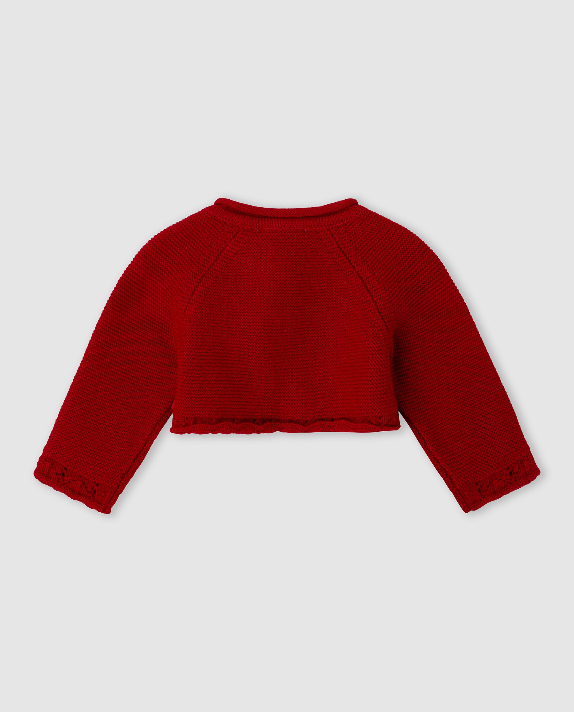 Chaqueta de bebé niña tricot con botón - Tutto Piccolo - Rojo Rojo-3