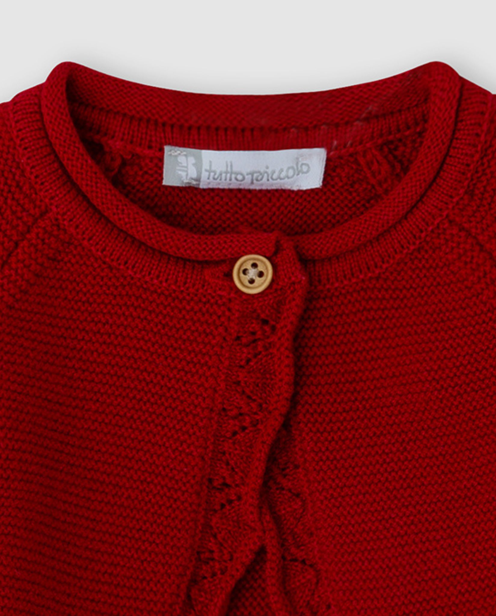 Chaqueta de bebé niña tricot con botón - Tutto Piccolo - Rojo Rojo-2