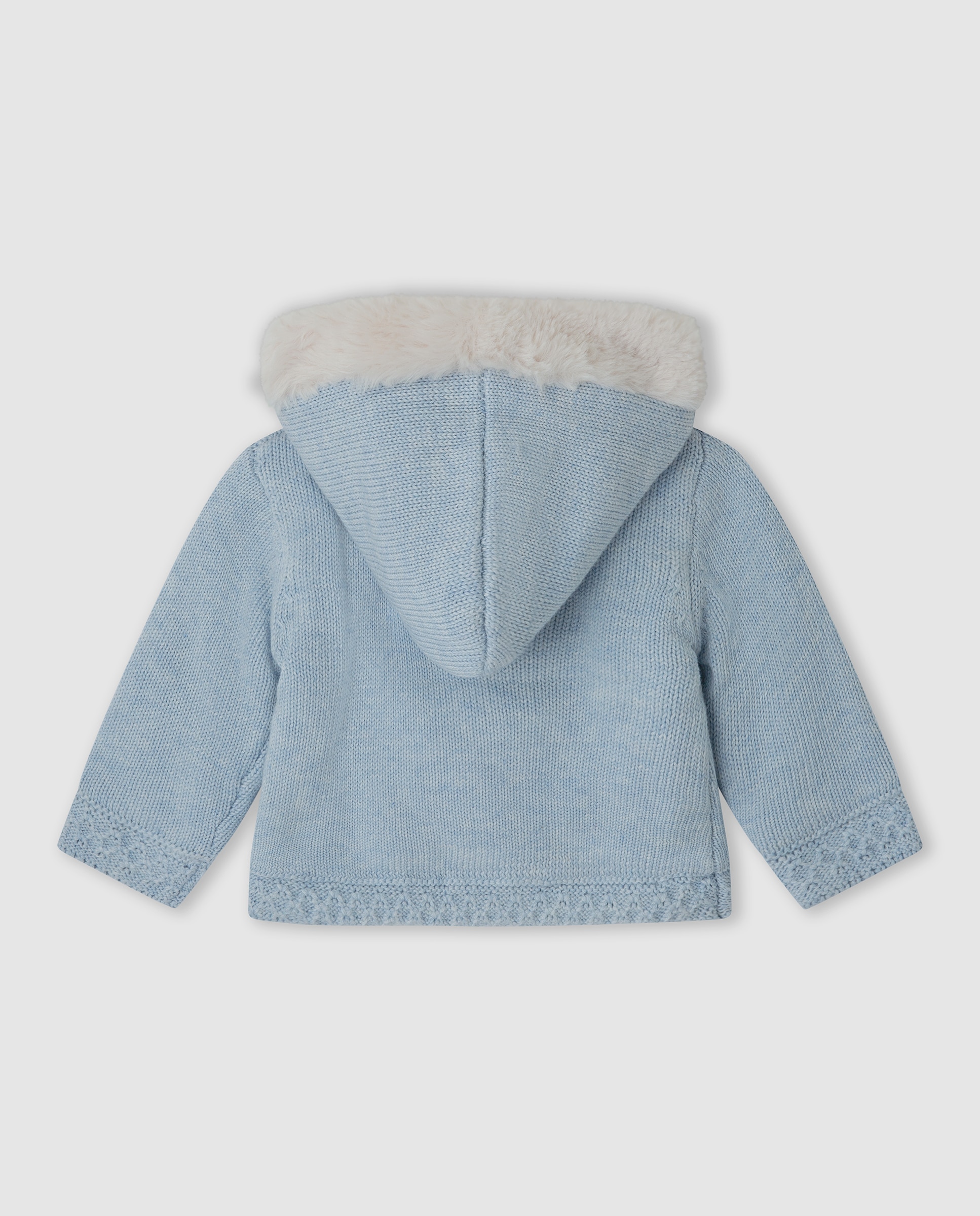 Chaqueta tricot con capucha y forro de pelo - Tutto Piccolo - Azul claro Azul claro-2