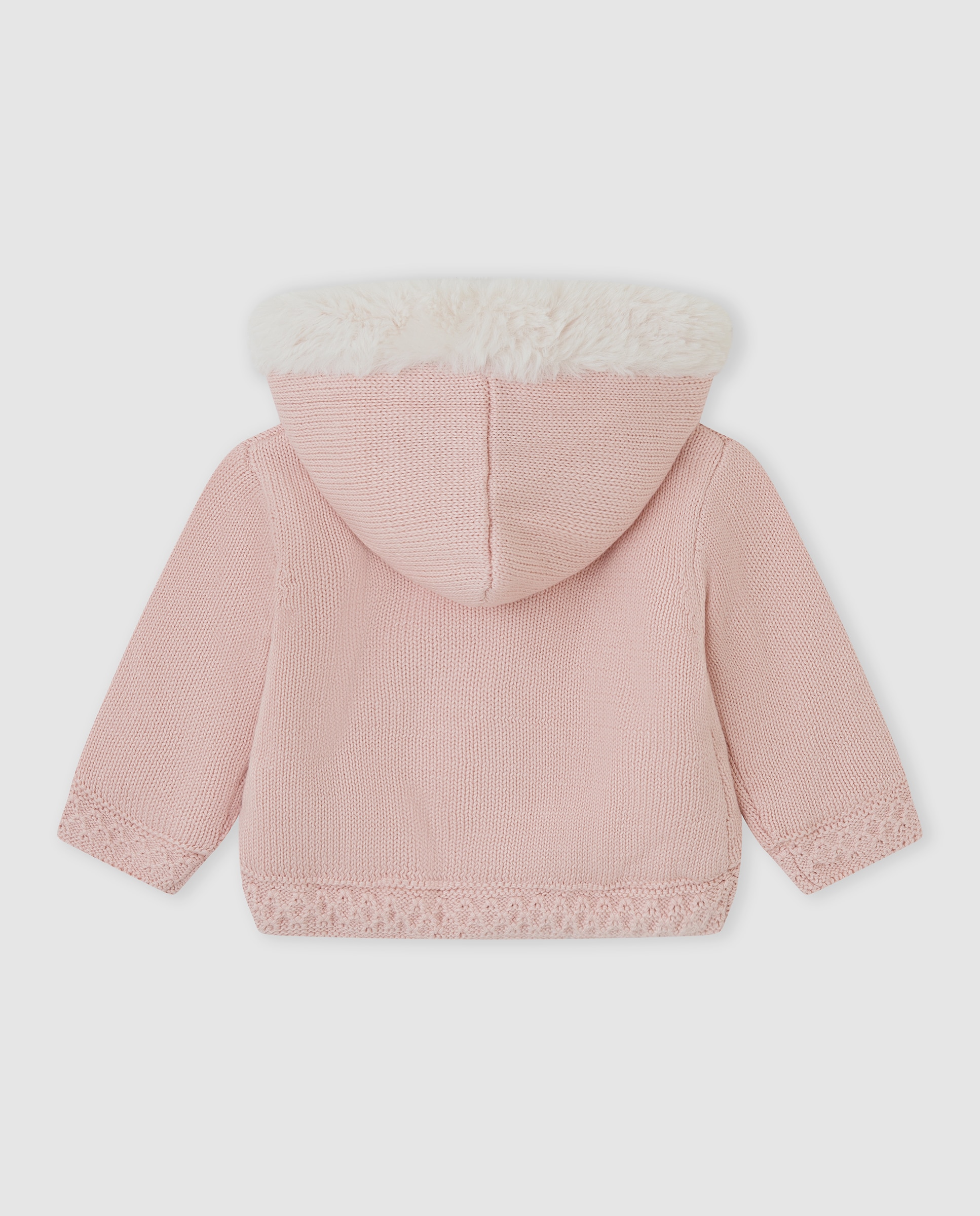 Chaqueta tricot con capucha y forro de pelo - Tutto Piccolo - Rosa Rosa-3
