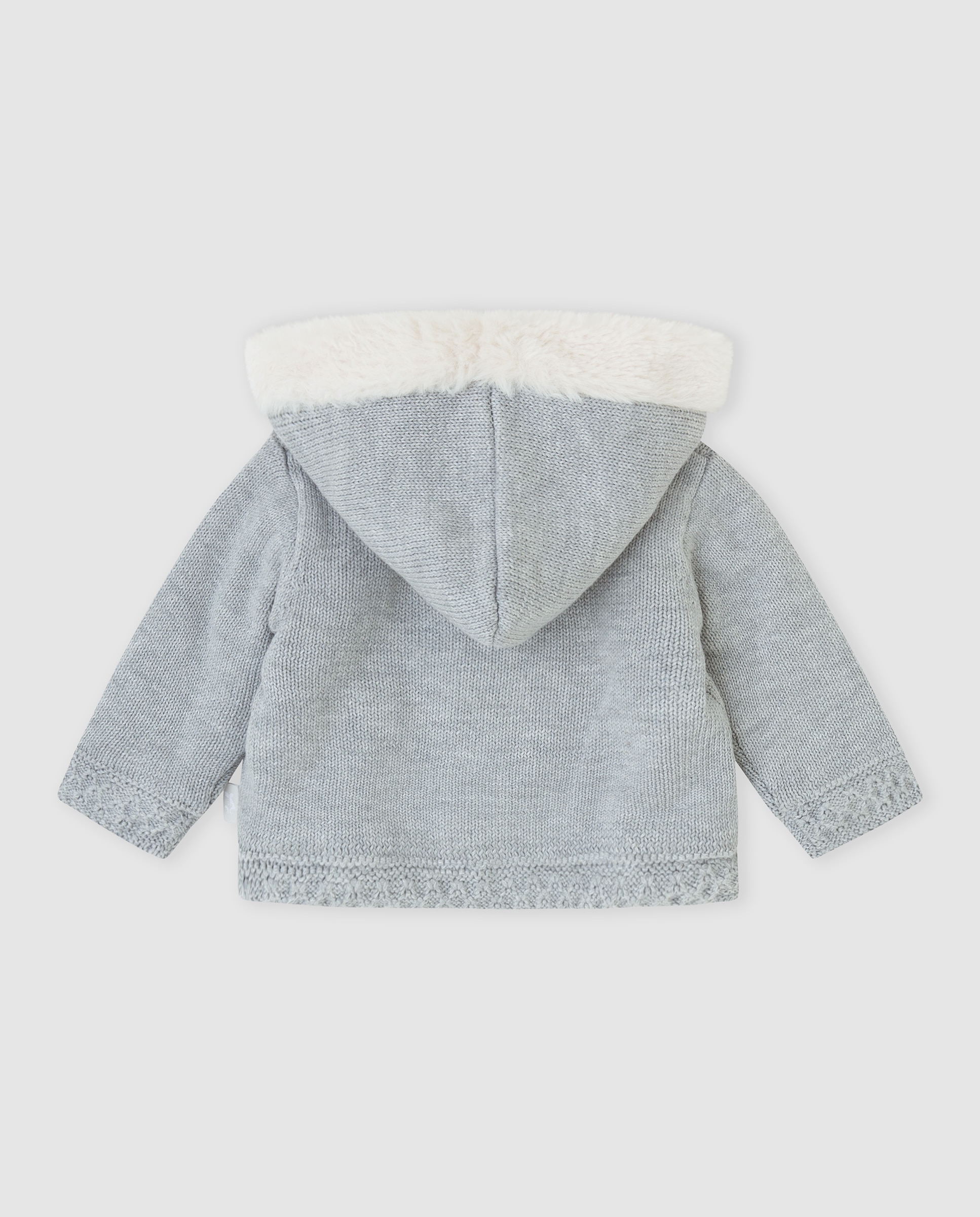 Chaqueta tricot con capucha y forro de pelo - Tutto Piccolo - Gris Gris-3