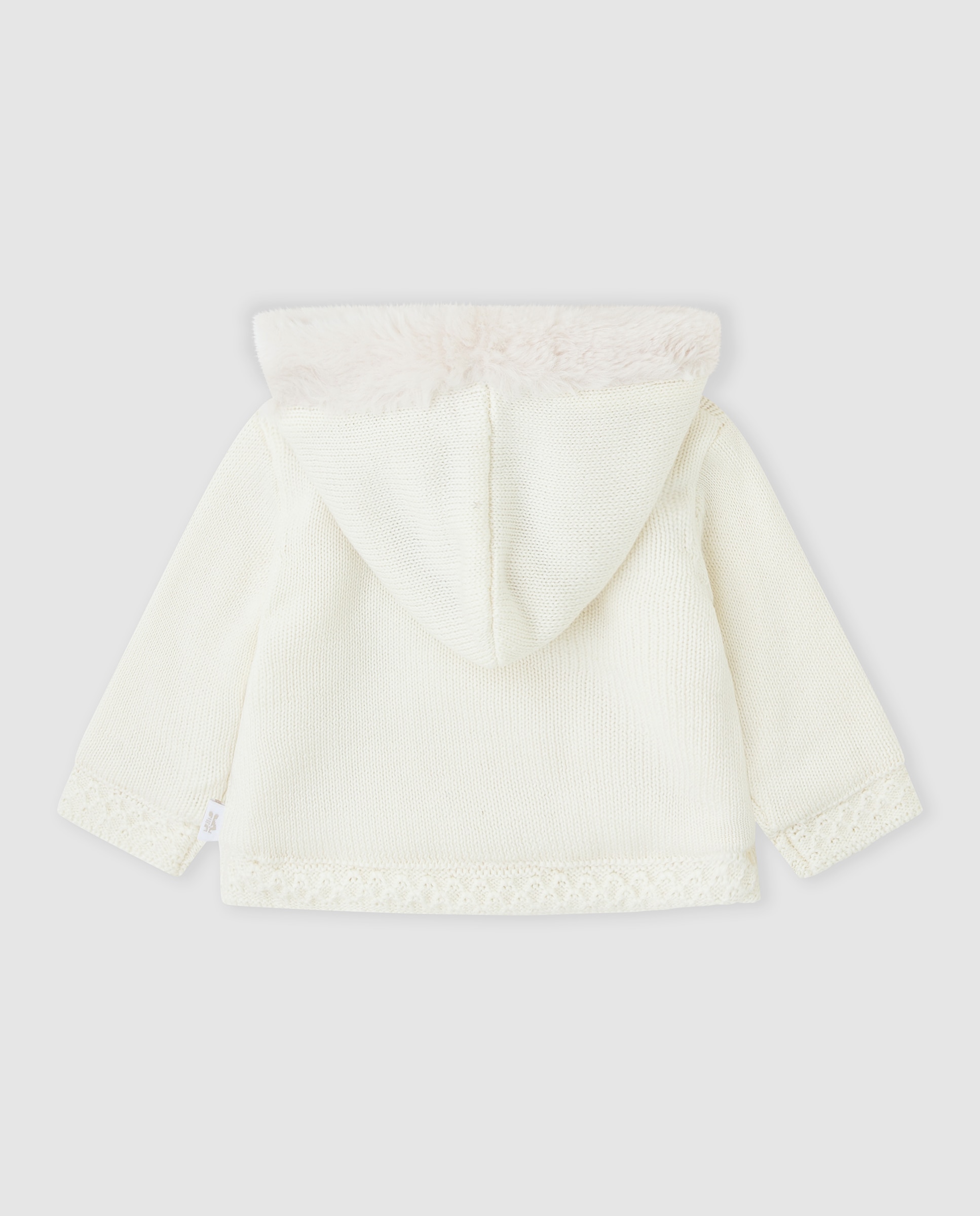 Chaqueta tricot con capucha y forro de pelo - Tutto Piccolo - Crudo Crudo-3