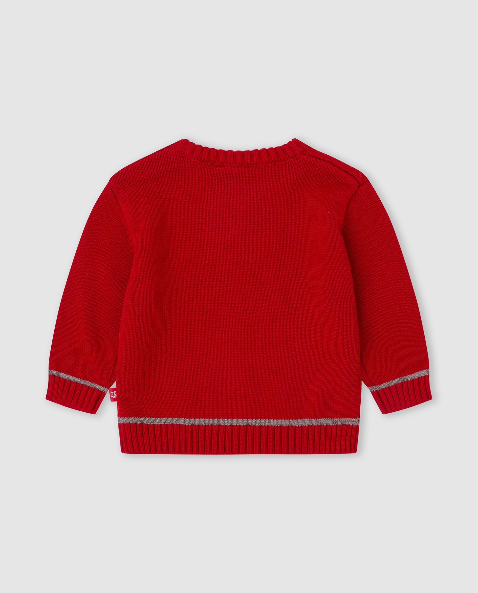 Jersey de bebé niño tricot con oso bordado - Tutto Piccolo - Rojo Rojo-3