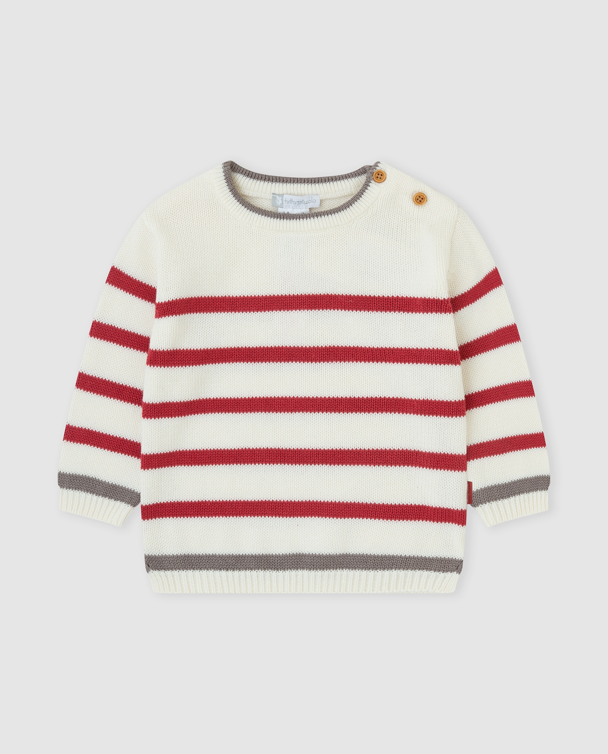 Jersey de bebé niño tricot a rayas - Tutto Piccolo - Rojo Rojo-1